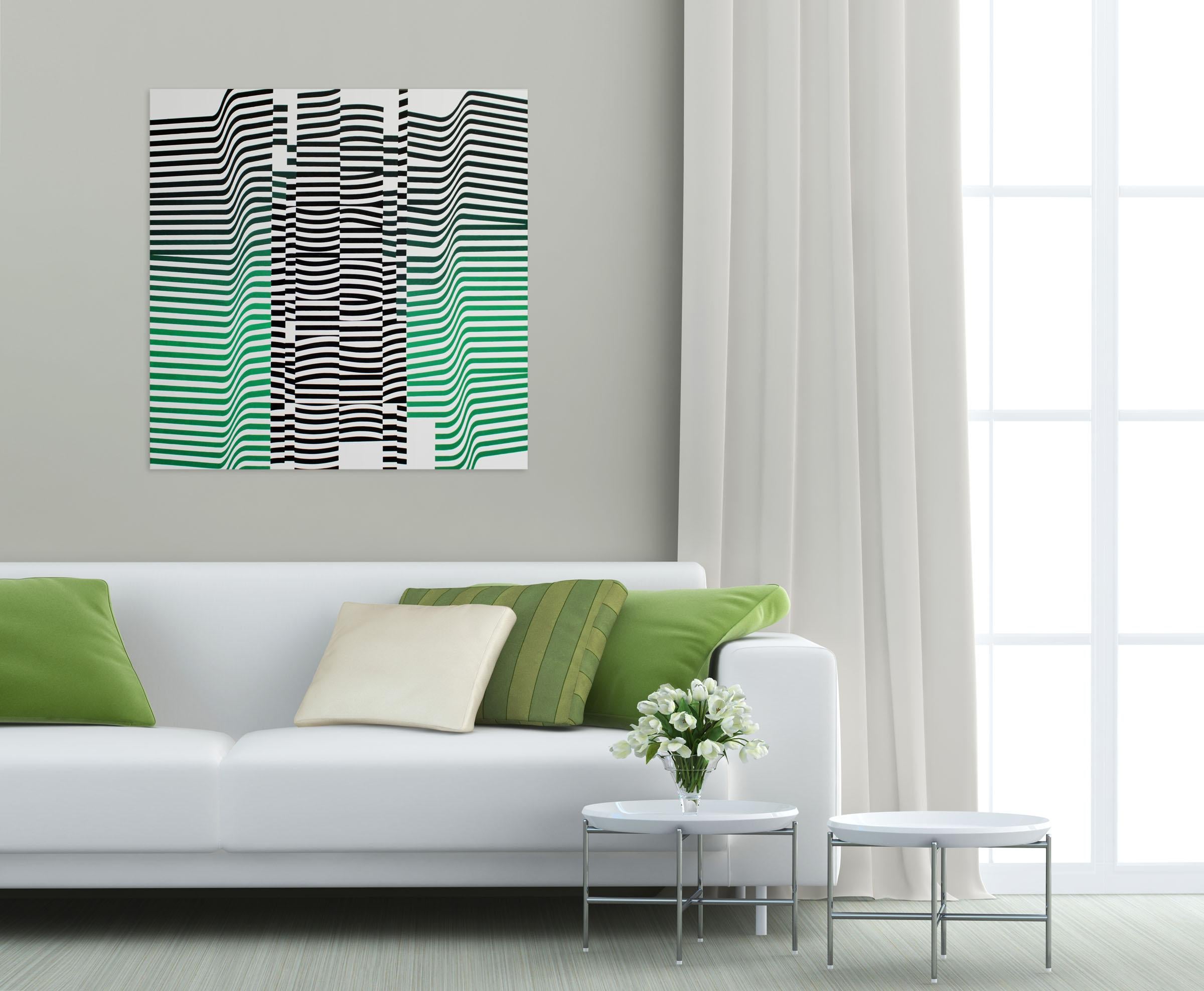 Layers Green (Abstract painting) - Painting by Cristina Ghetti
