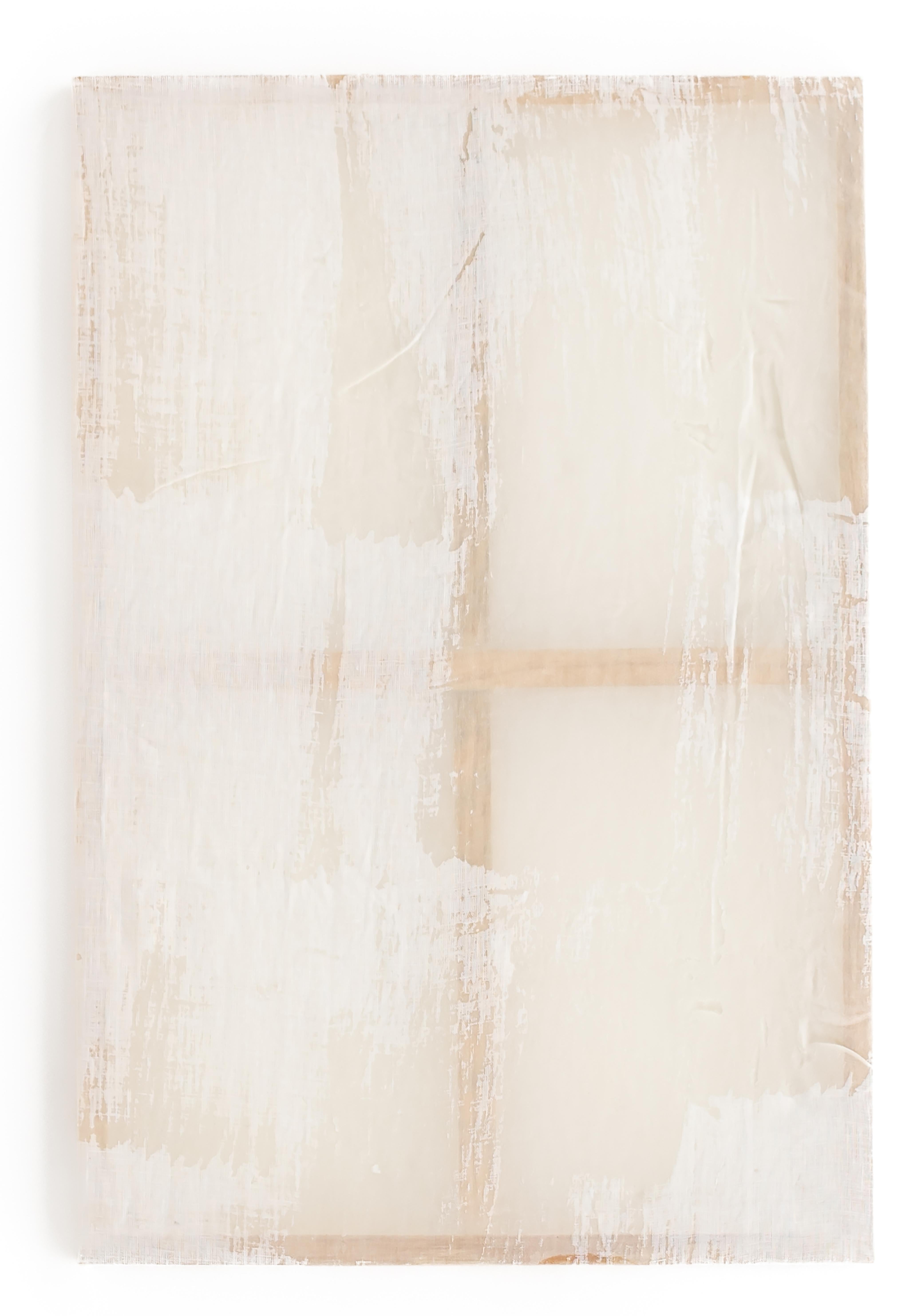 Cristina Loya Domingo Abstract Painting - UNTITLED 0.8 – wax on linen, natural materials, ecologies, minimal/abstract scre
