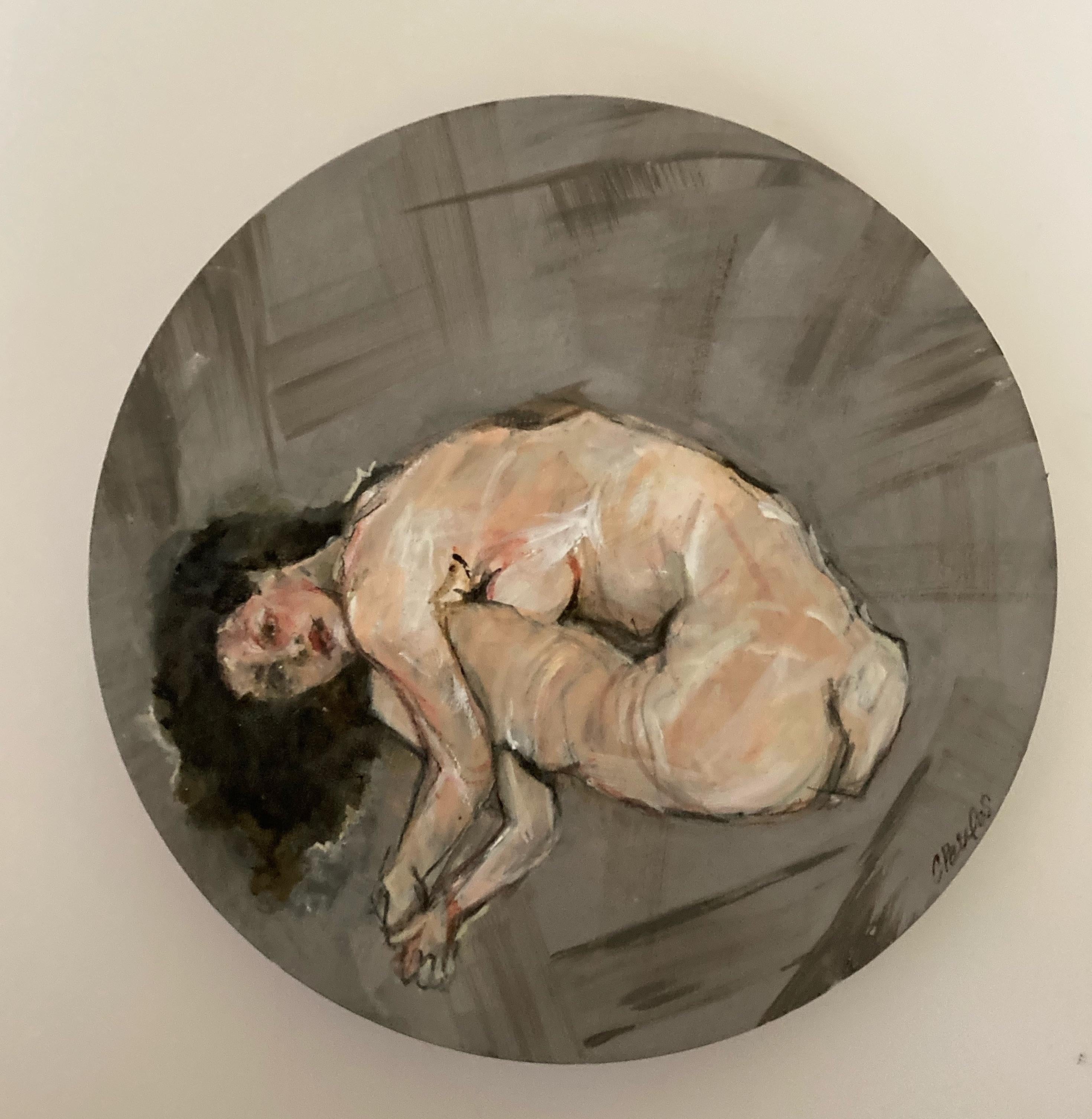 Cristina Paulos Nude Painting - Spun the thread in grey