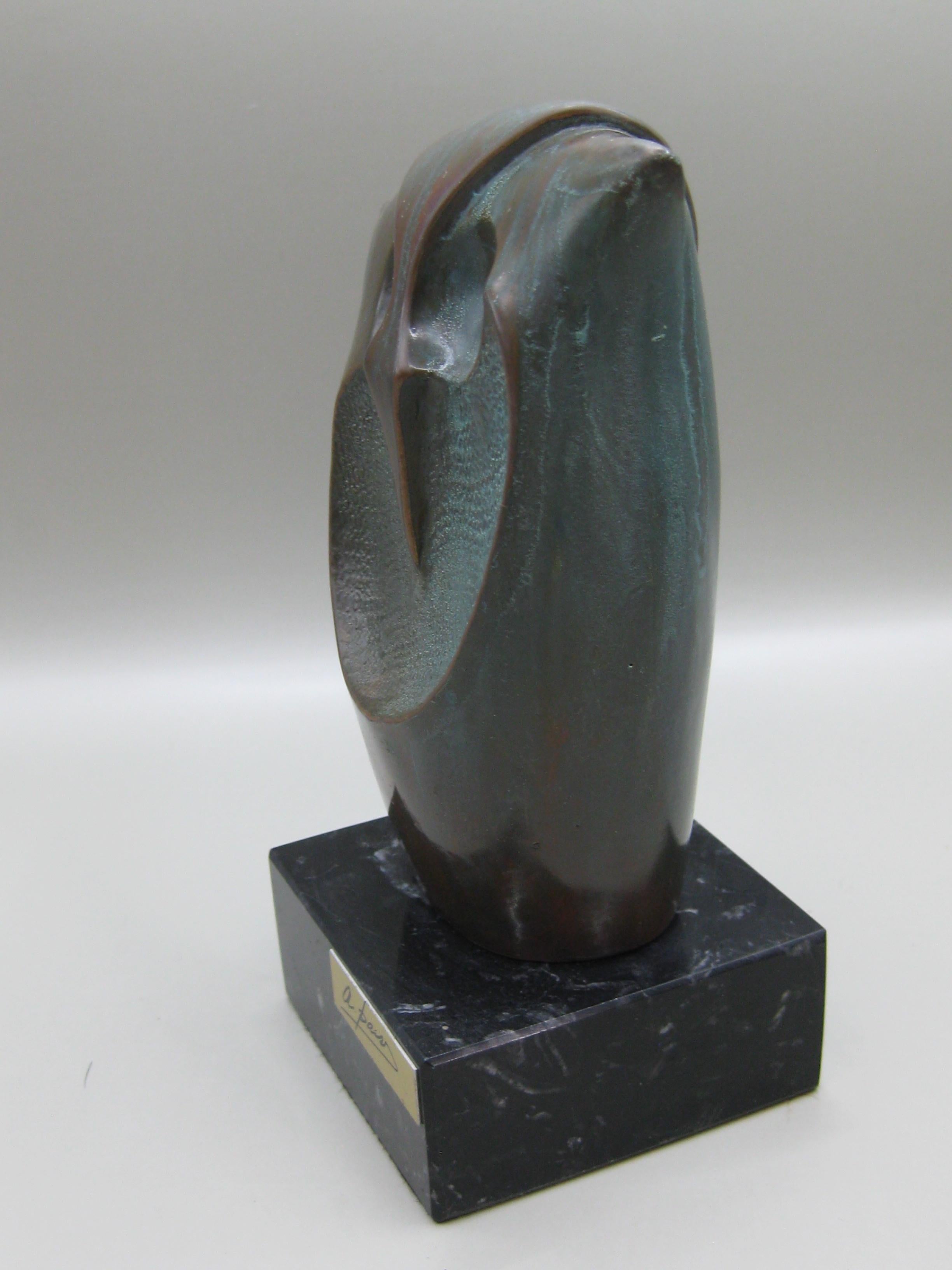 Cristina Puell Bonze Owl Abstract Sculpture Statue Made in