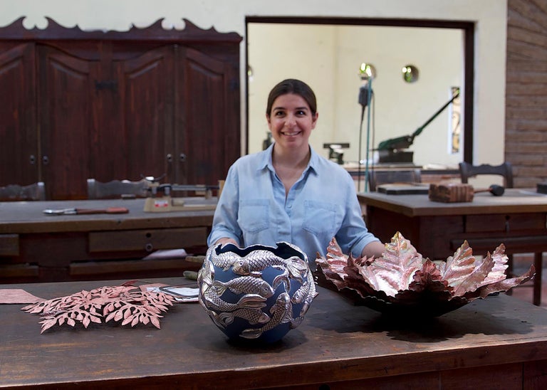 Cristina Romo Eduardo Herrera Patinated Silver Seaweed Earrings In Good Condition In Los Angeles, CA