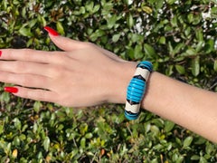 Cristina Sabatini Blue & White Rhodium Plated on Silver Enamel Bracelet