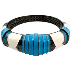 Cristina Sabatini Armband in Blau & Weiß, rhodiniert auf Silber-Emaille