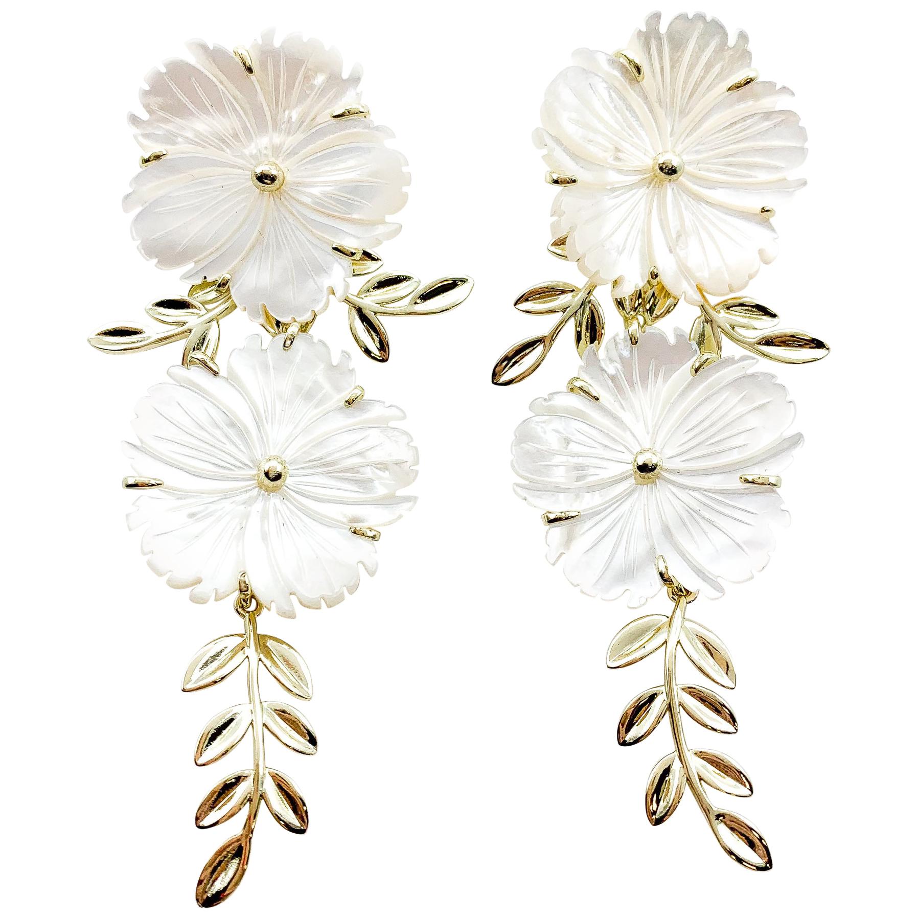 Cristina Sabatini Mother of Pearl 18K Gold & Sterling Silver Floral Earrings