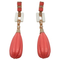 Cristina Sabatini Pink Natural Stone & Rose Gold Plated Silver earrings 