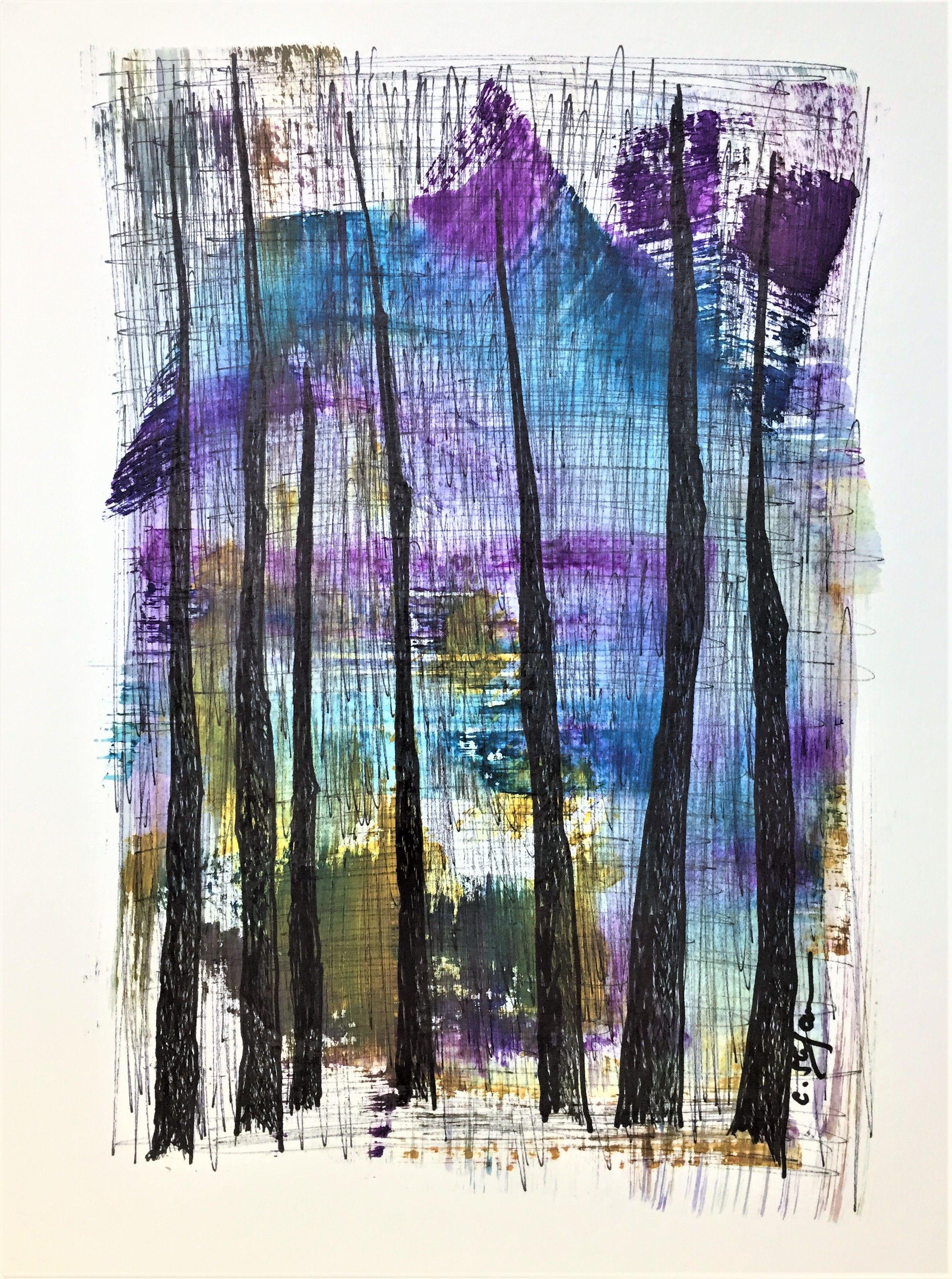 Abstract Wood #1, Mixed Media on Paper - Mixed Media Art by Cristina Stefan