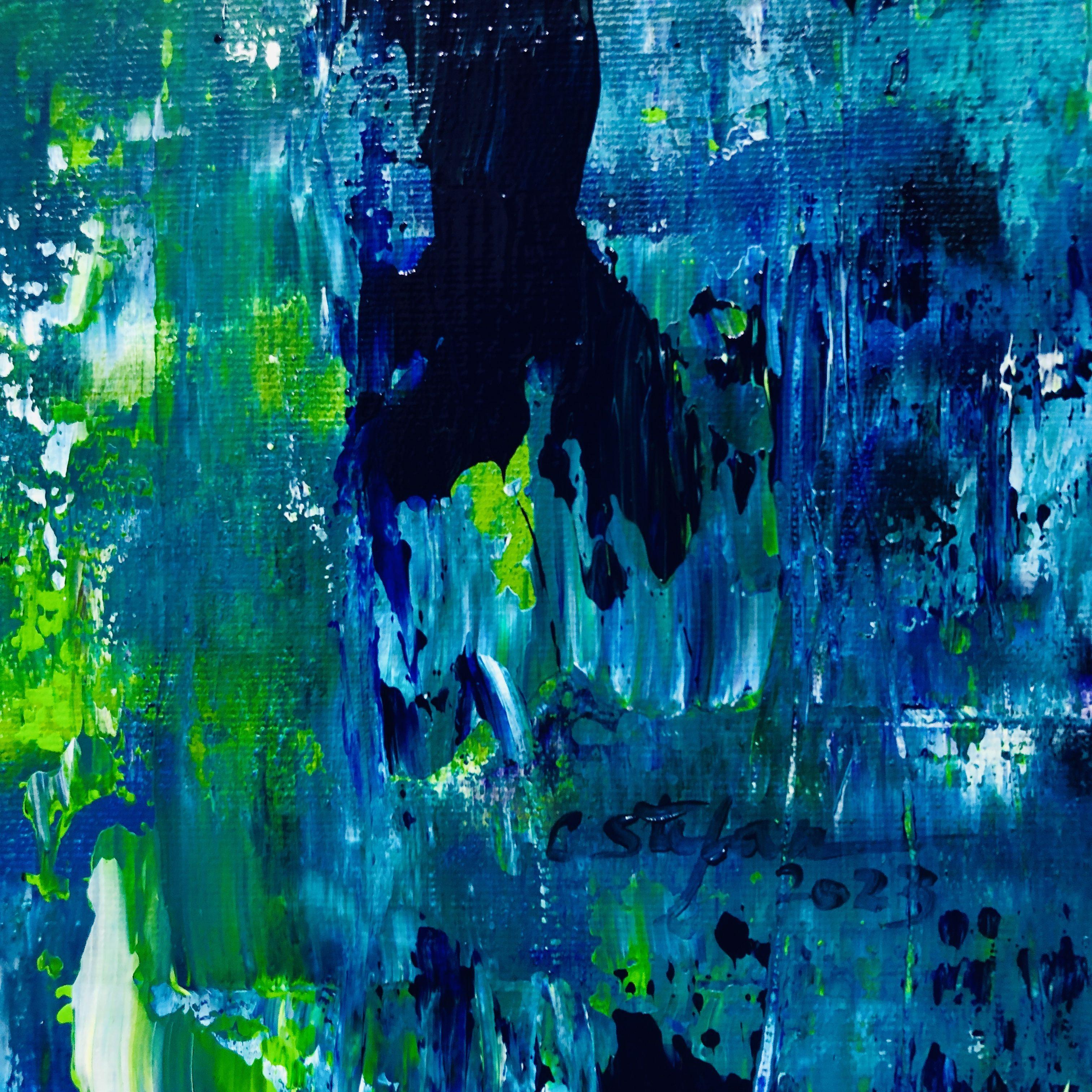 Abstract Waterfall, Painting, Acrylic on Canvas For Sale 1
