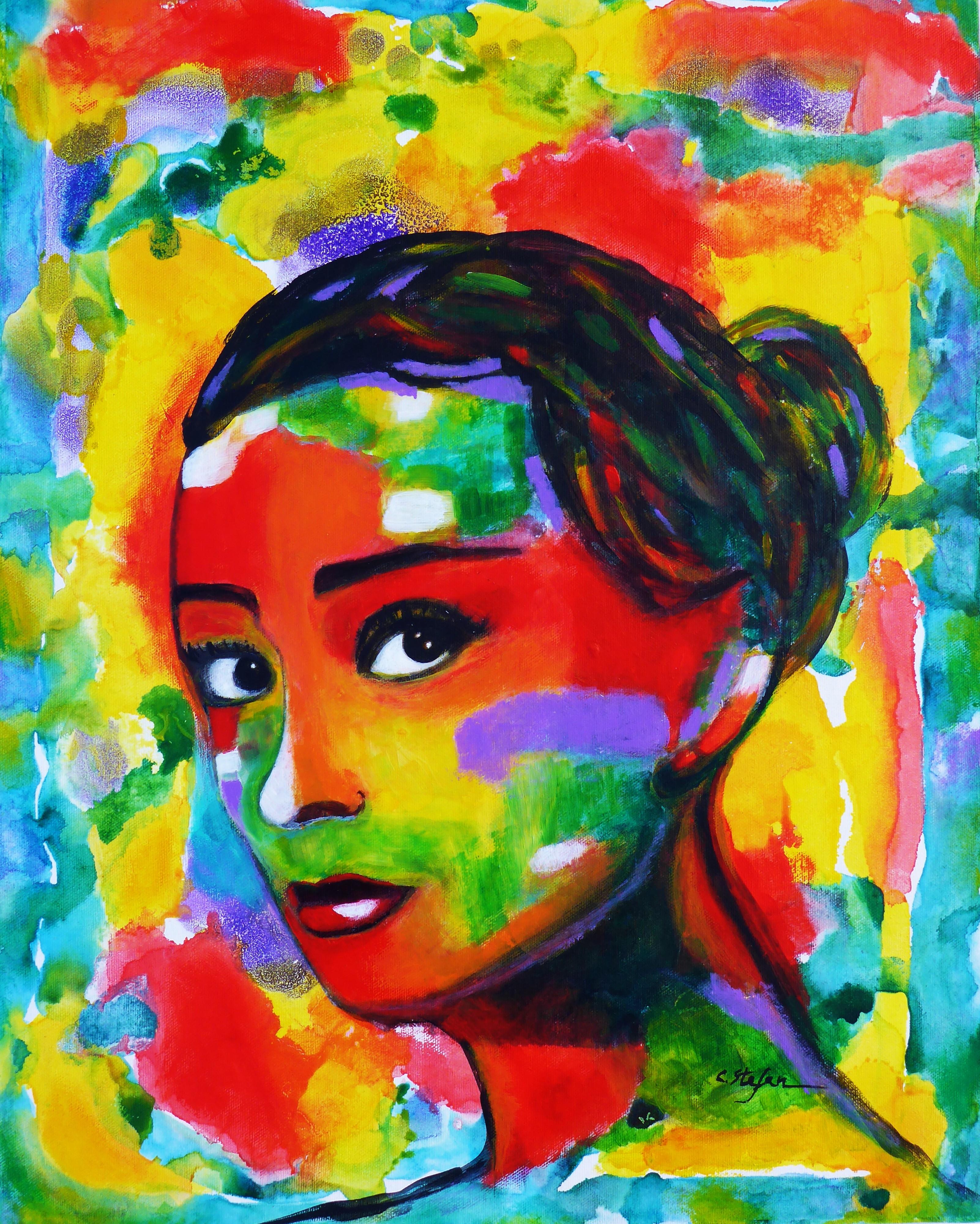 Audrey Hepburn - film and fashion icon, UNICEF ambassador and  symbol of the femininity. :: Painting :: Contemporary :: This piece comes with an official certificate of authenticity signed by the artist :: Ready to Hang: Yes :: Signed: Yes ::