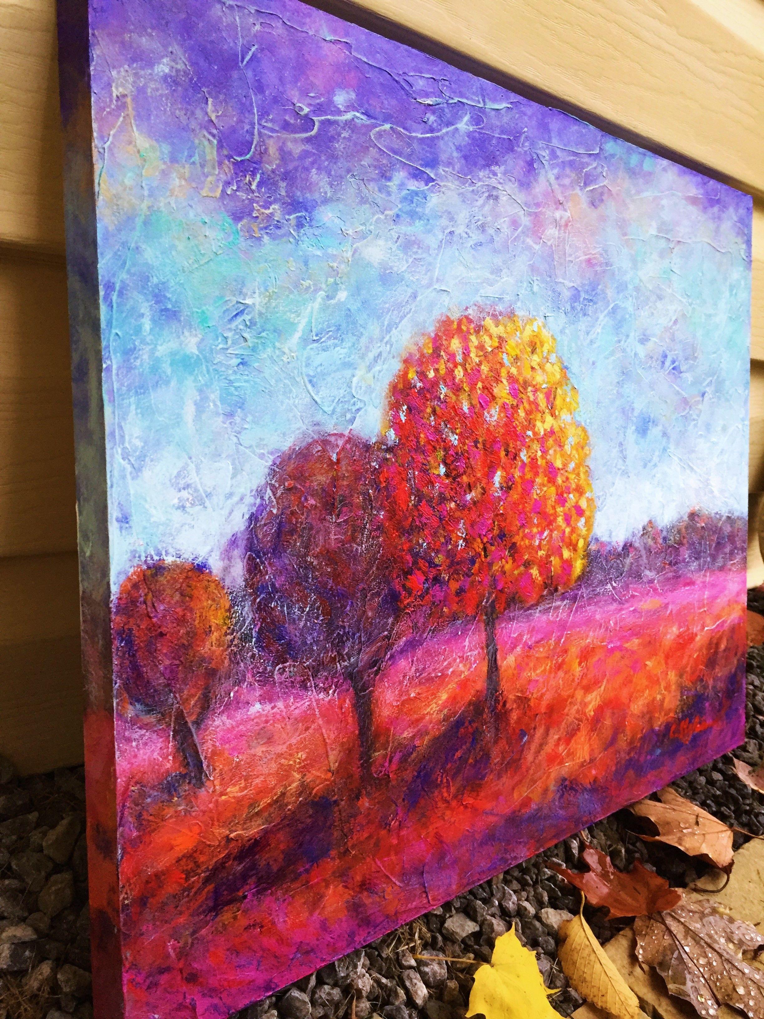 Herbststimmung  Dieses Original-Acryl-Gemälde in einer impressionistischen Weise realisiert wird einen Hauch von Wärme in Ihr Zuhause zu bringen. Reiche Farben und Texturen.    Hängefertig. Eine Rahmung ist nicht erforderlich. Die Malerei wird an