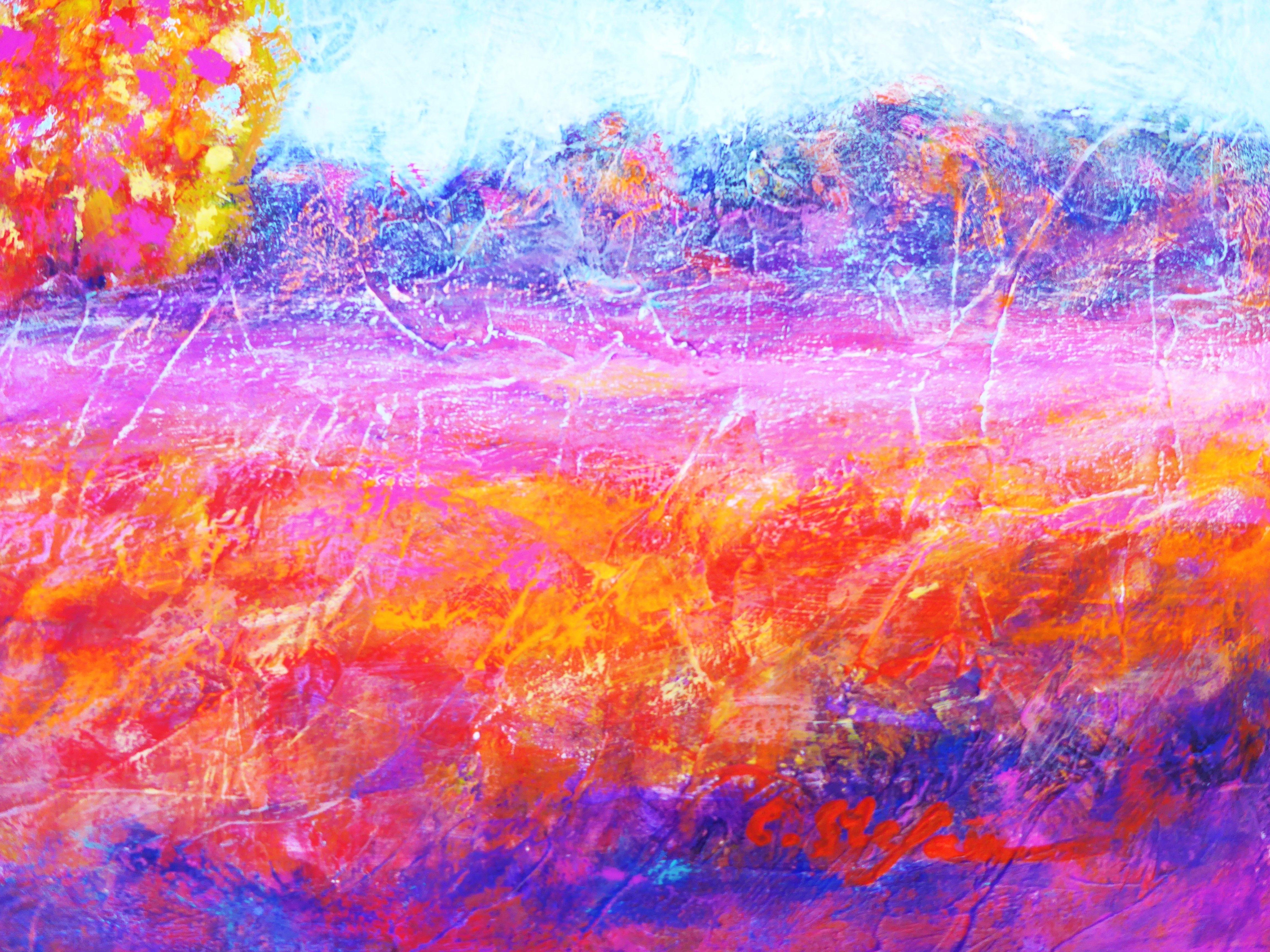 Herbst Mood, Gemälde, Acryl auf Holzplatte im Angebot 1