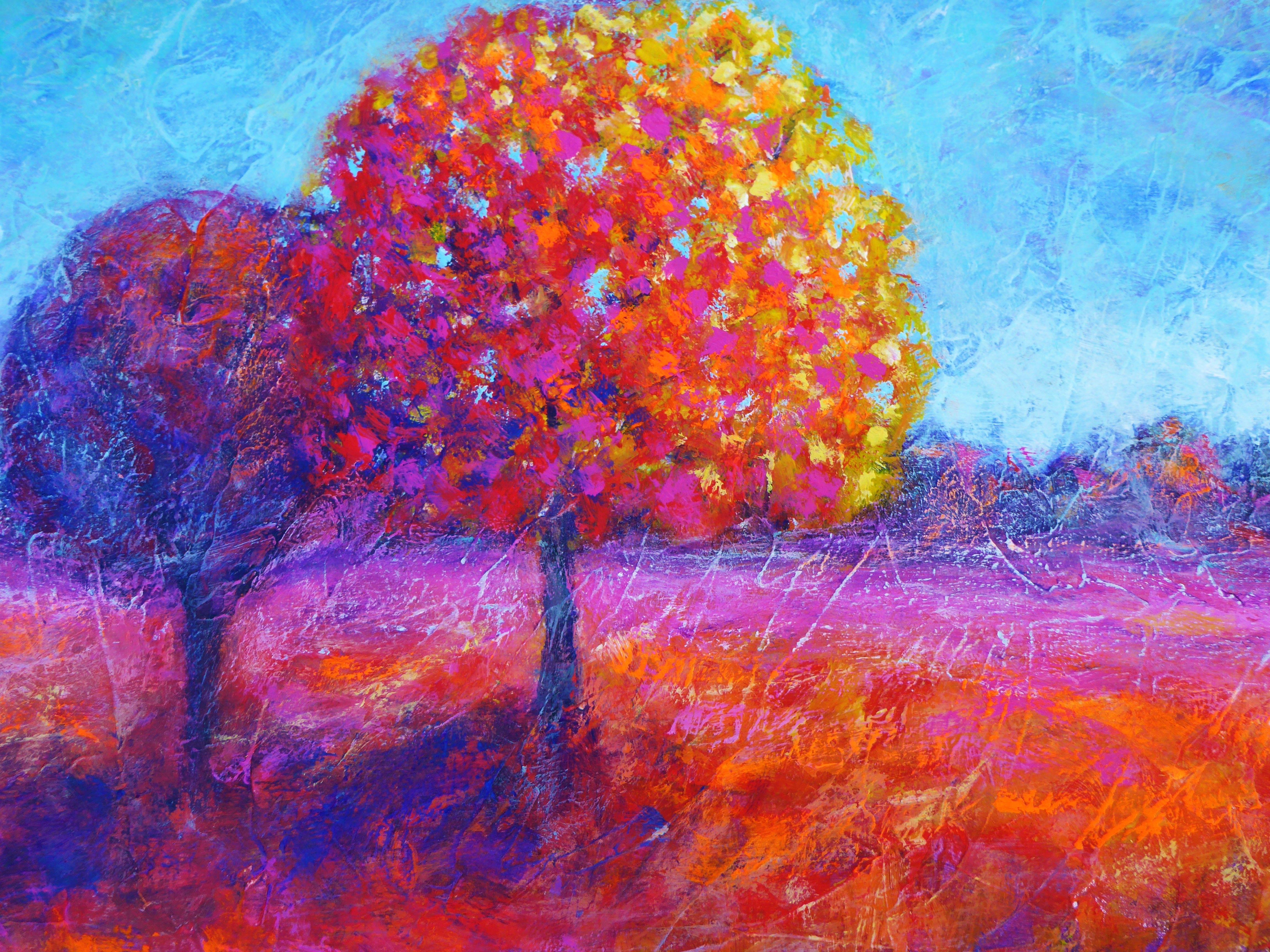 Herbst Mood, Gemälde, Acryl auf Holzplatte im Angebot 2