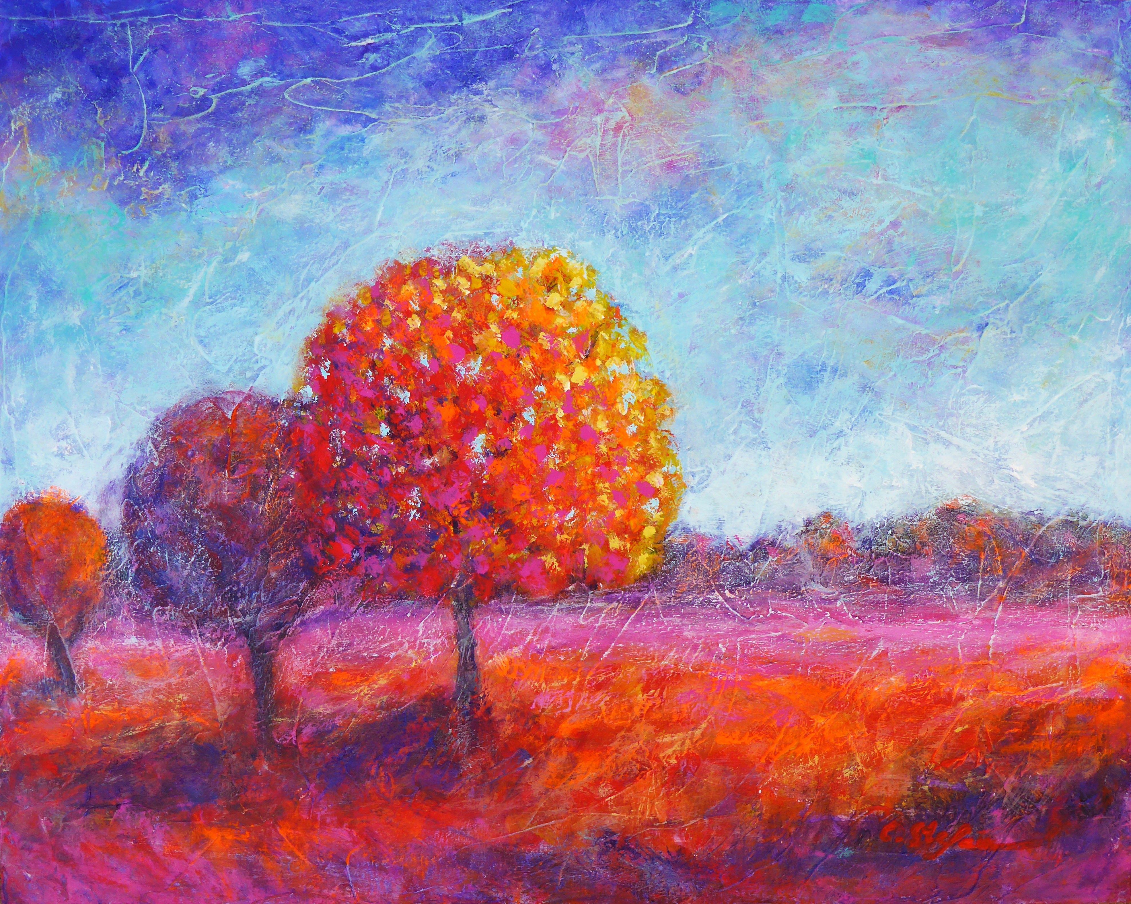 Herbst Mood, Gemälde, Acryl auf Holzplatte