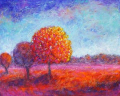 Mood d'automne, peinture, acrylique sur panneau de bois