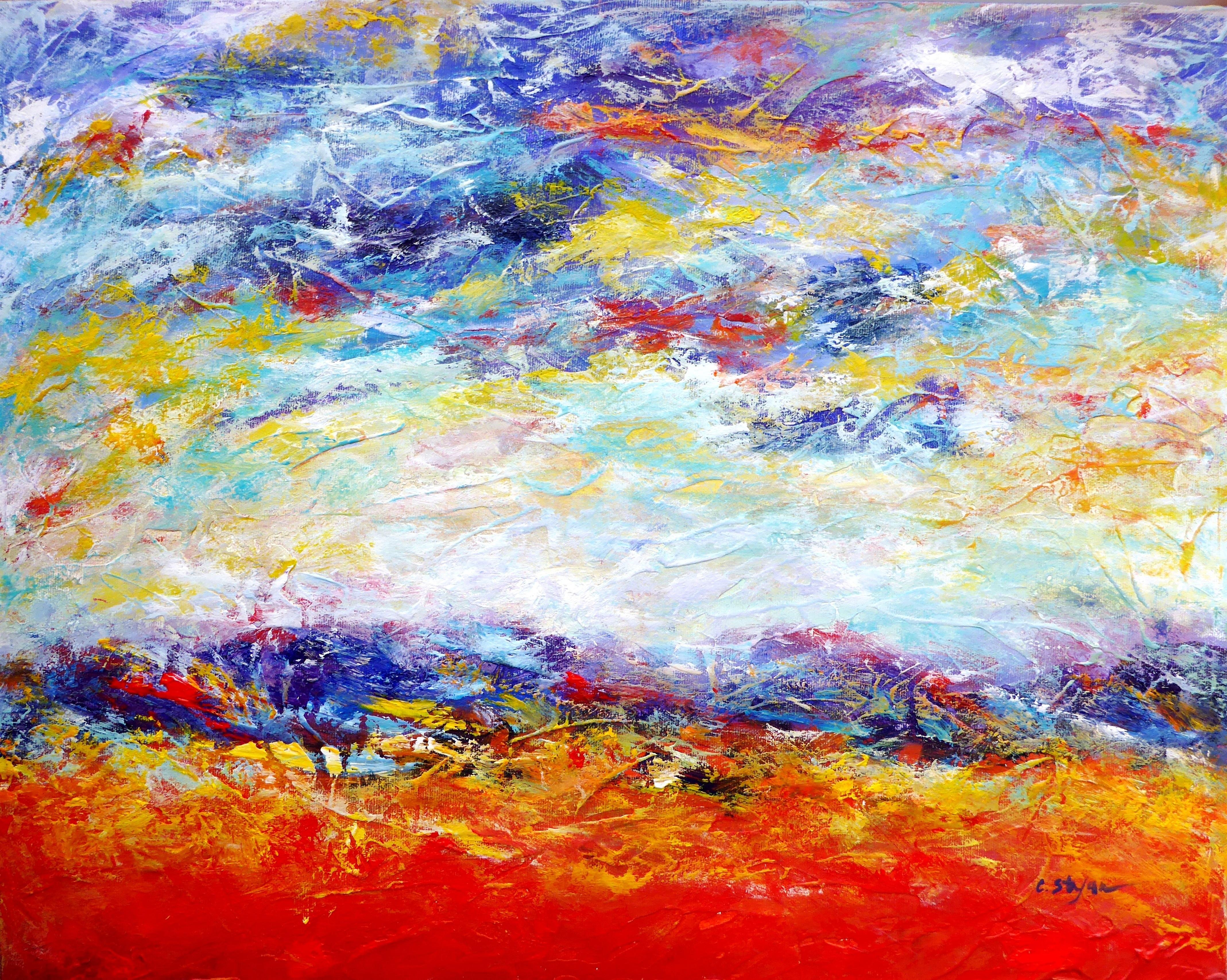 Abstract Painting de Cristina Stefan - Paisaje contemporáneo, Pintura, Acrílico sobre lienzo