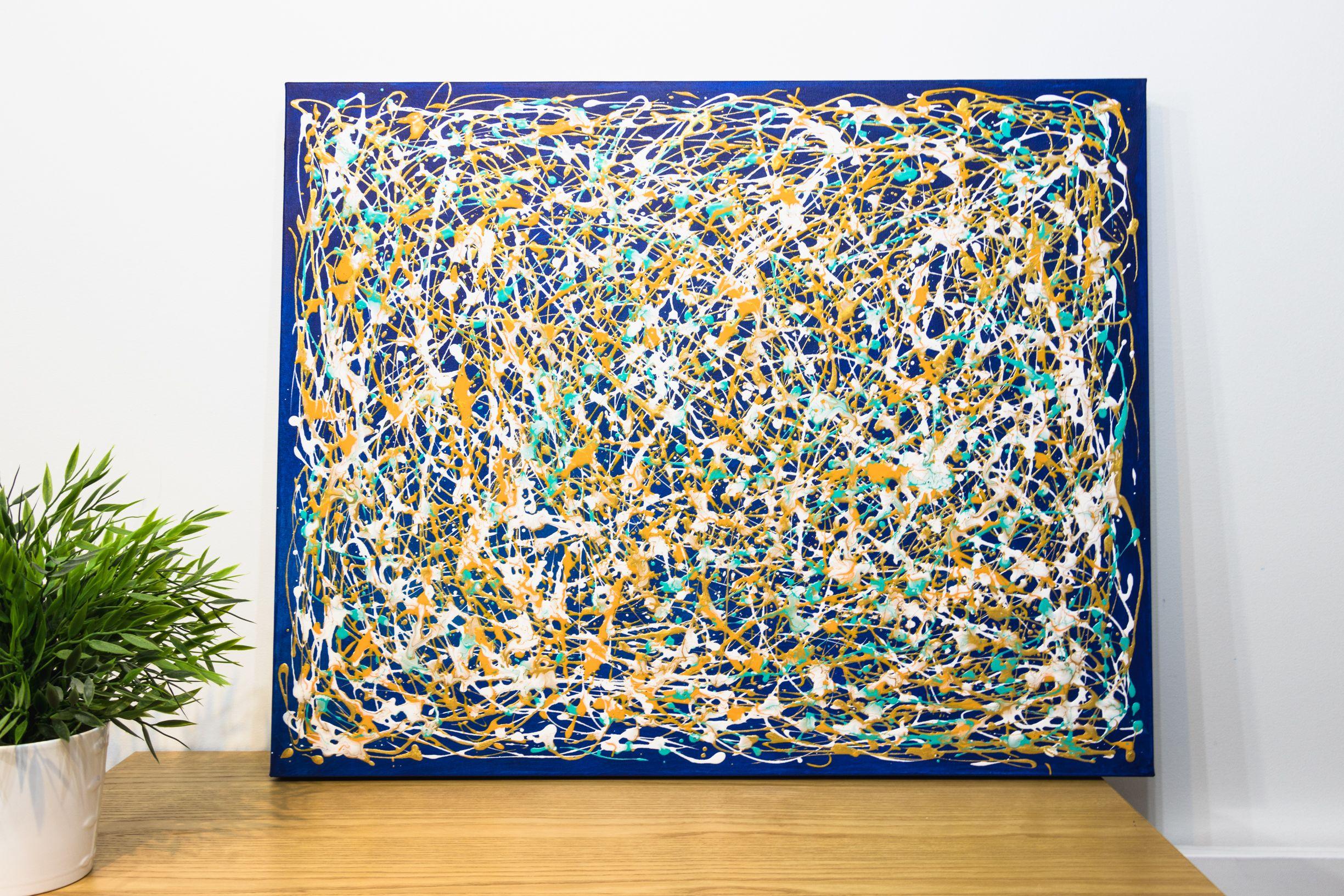 Sognando il mare - omaggio a Jackson Pollock, Pittura, Acrilico su Tela - Painting di Cristina Stefan