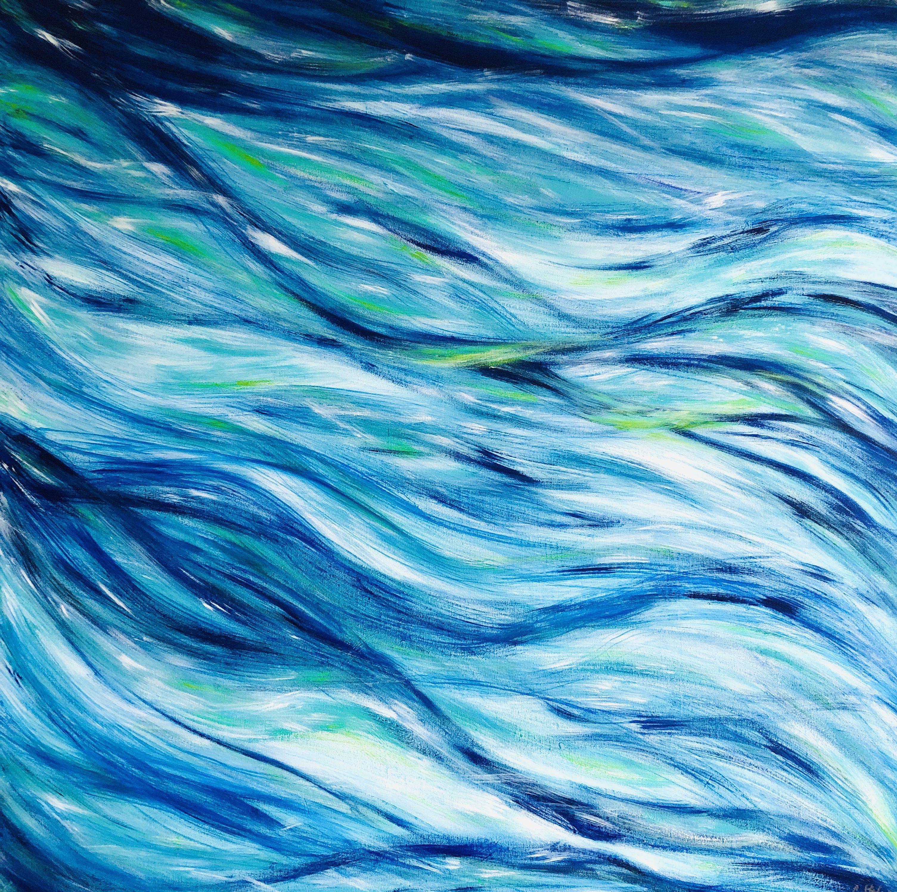 Cristina Stefan Abstract Painting - Flux - abstract seascape, Painting, Acrylic on Canvas