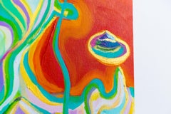 Garden with Red Poppies, Painting, Acrylic on Canvas