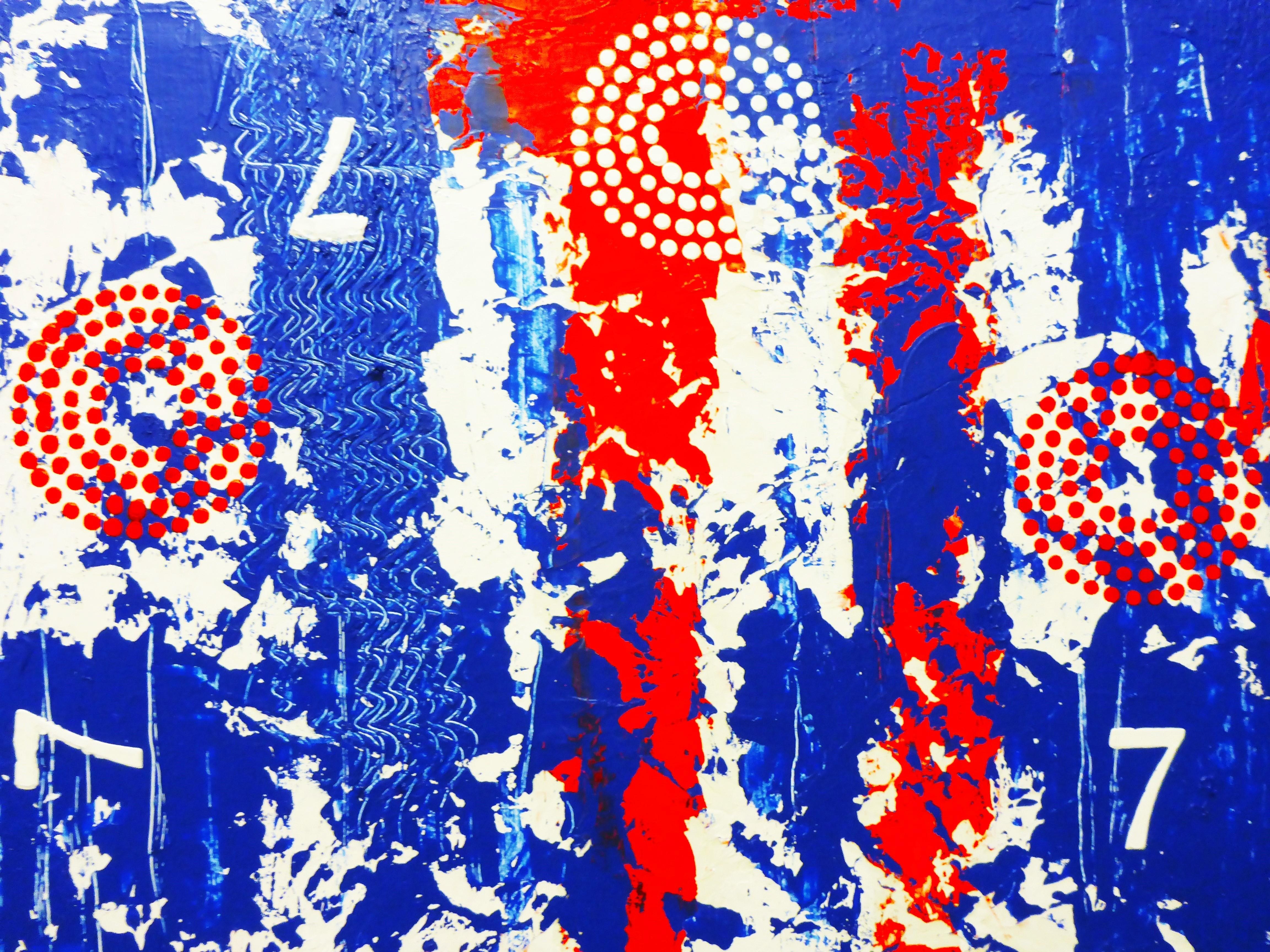 Jackpot - Blu astratto, Pittura, Acrilico su tela - Abstract Painting Grigio di Cristina Stefan