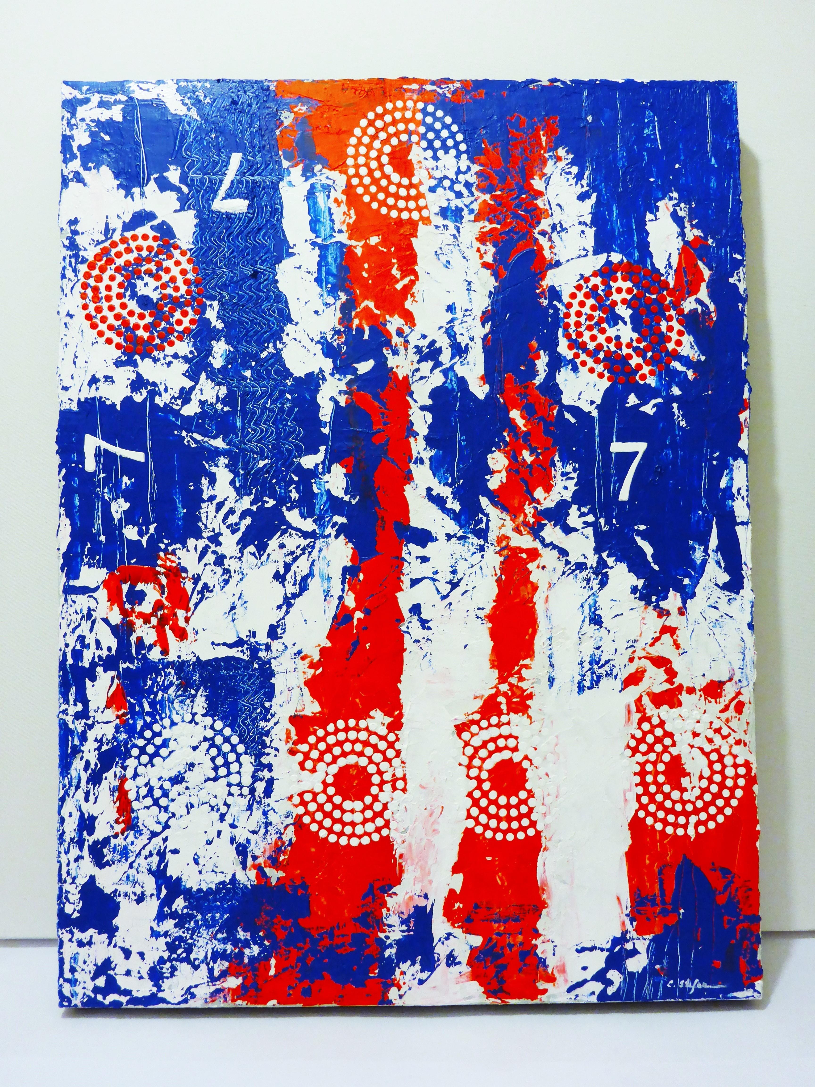 Jackpot - Blue Abstract, Painting, Acrylic on Canvas For Sale 1