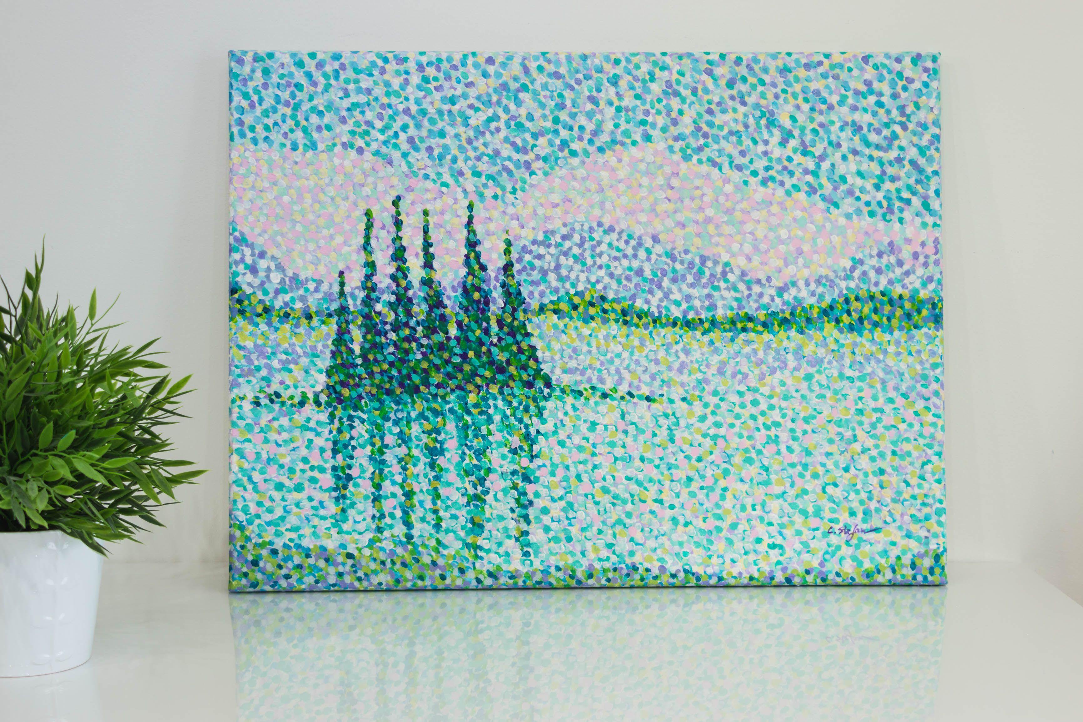 mountain pointillism landscape