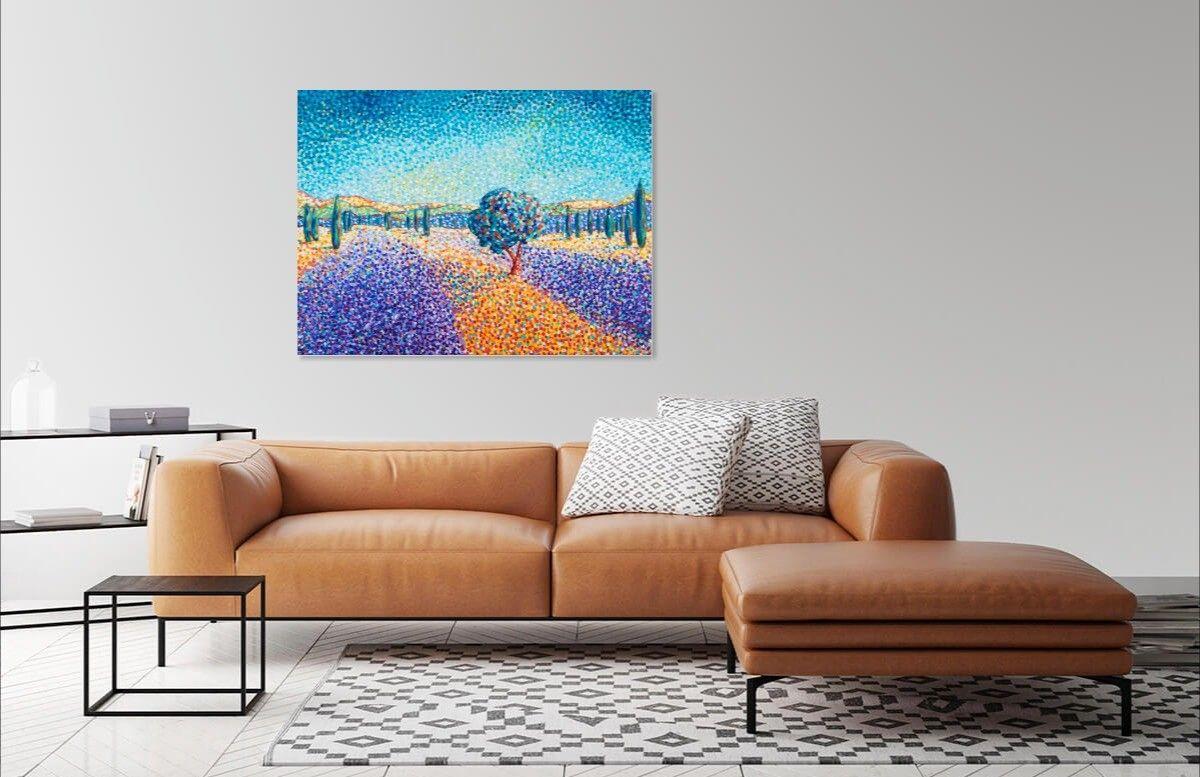 Lavender fields in Provence, Painting, Acrylic on Canvas 1