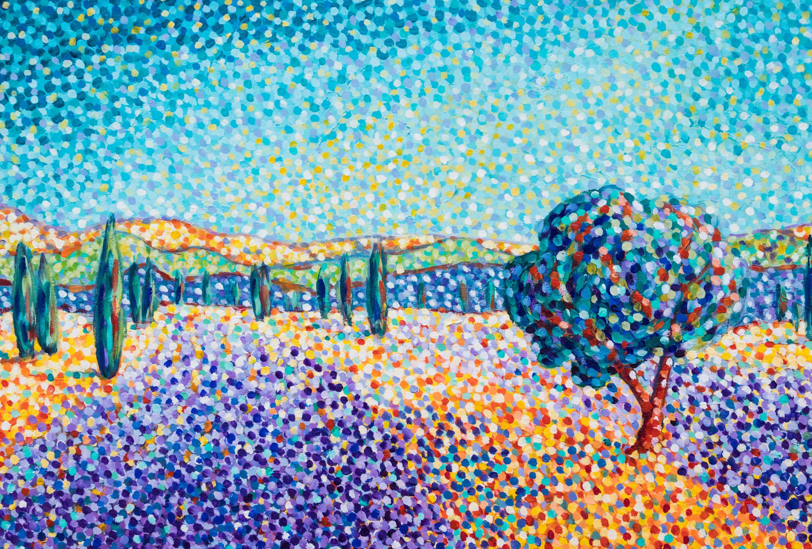 Lavender fields in Provence, Painting, Acrylic on Canvas 1