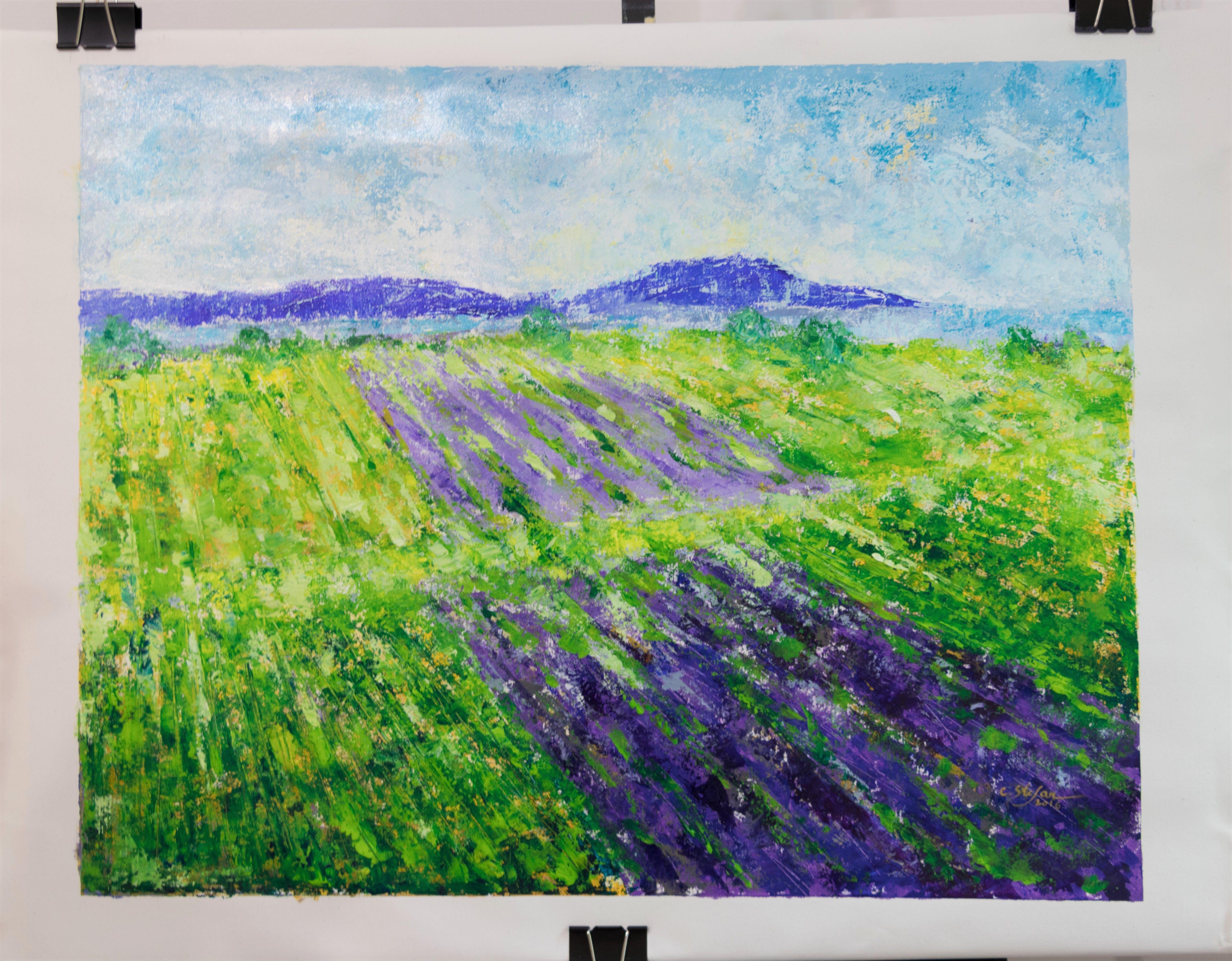 how to paint a lavender field in acrylics