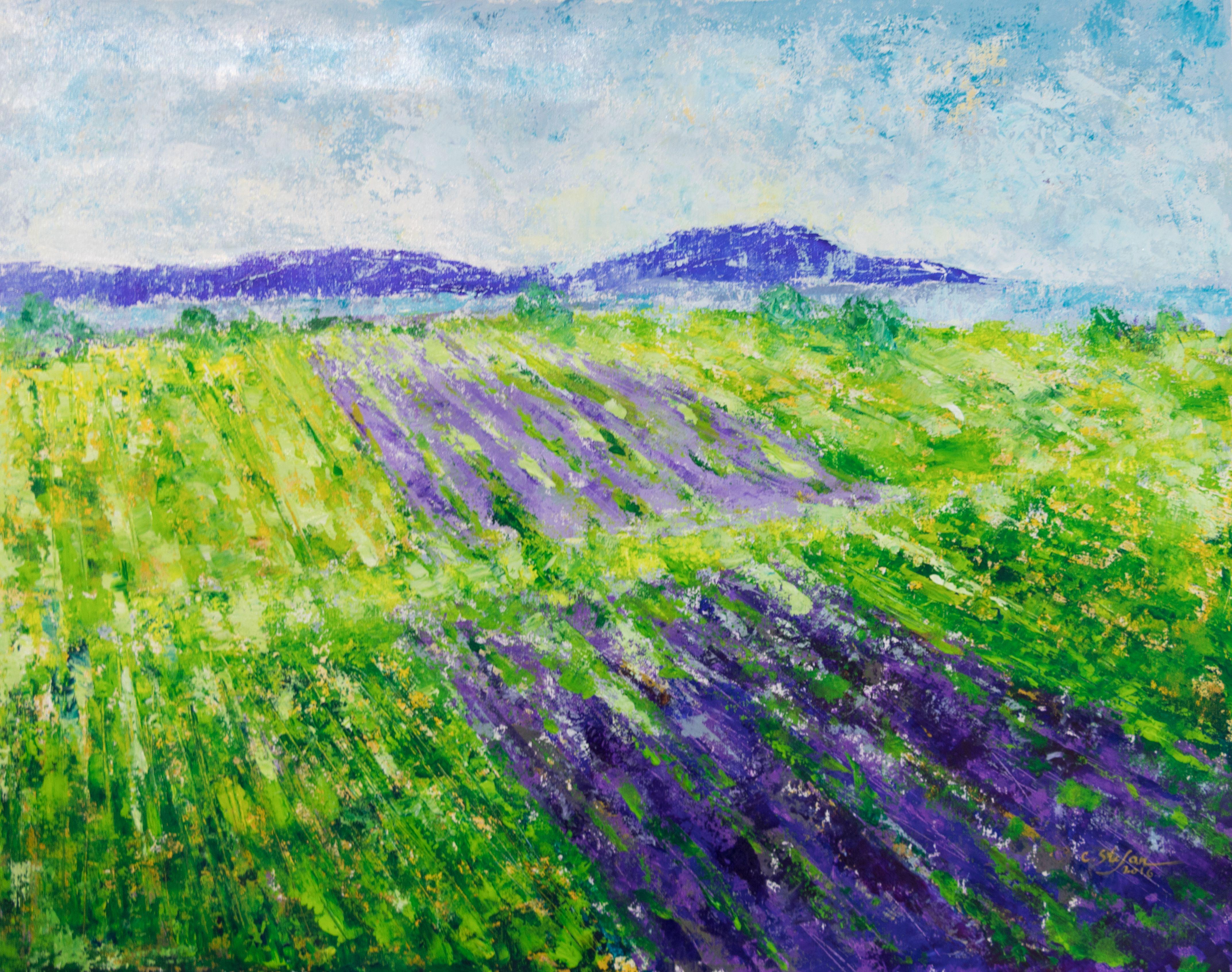 painting lavender with acrylics