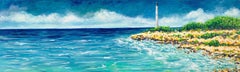 Lighthouse in Torredembarra, Spain - Seascape, Painting, Acrylic on Canvas