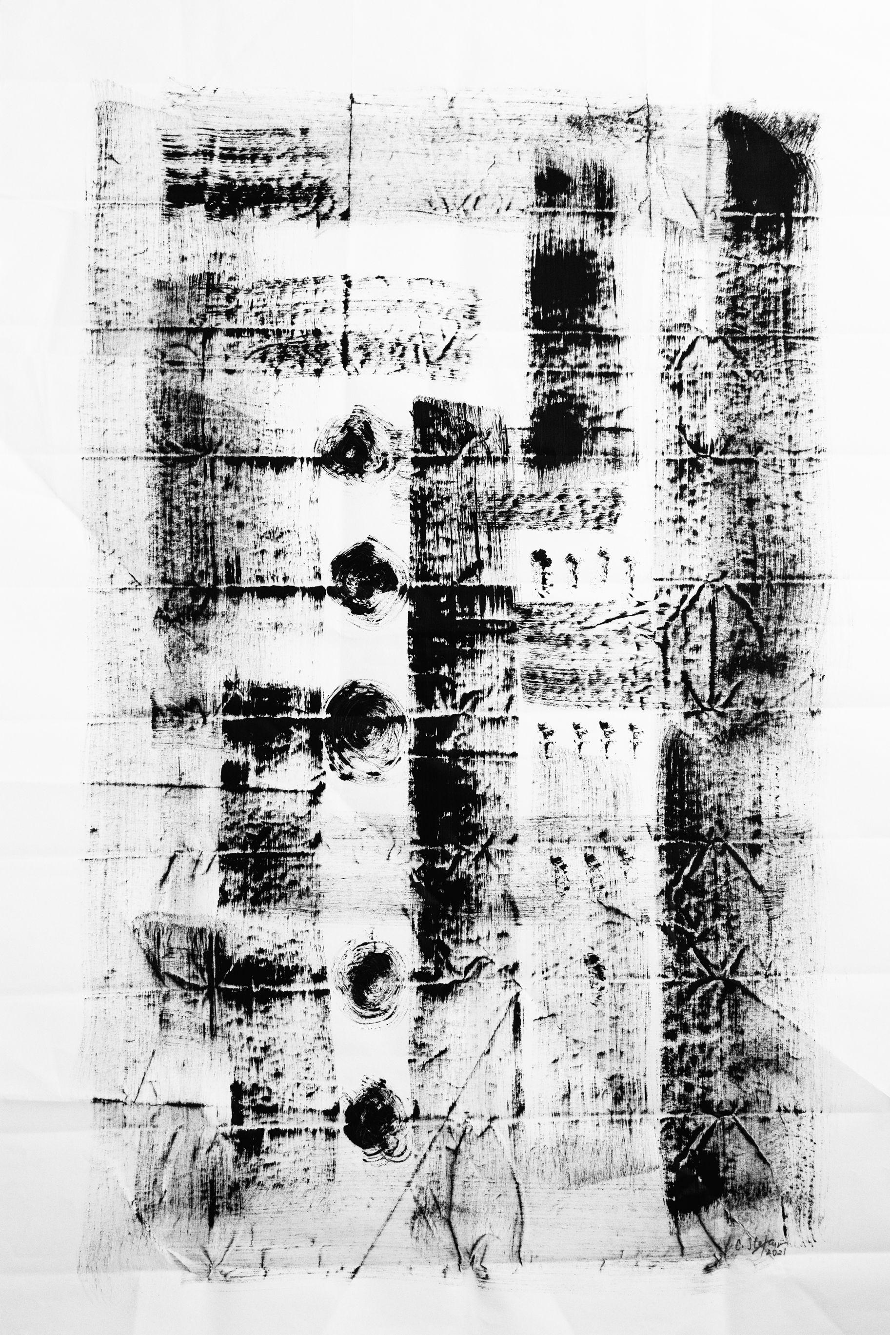 Cristina Stefan Abstract Painting - Mnemonic codes 001, Painting, Acrylic on Paper