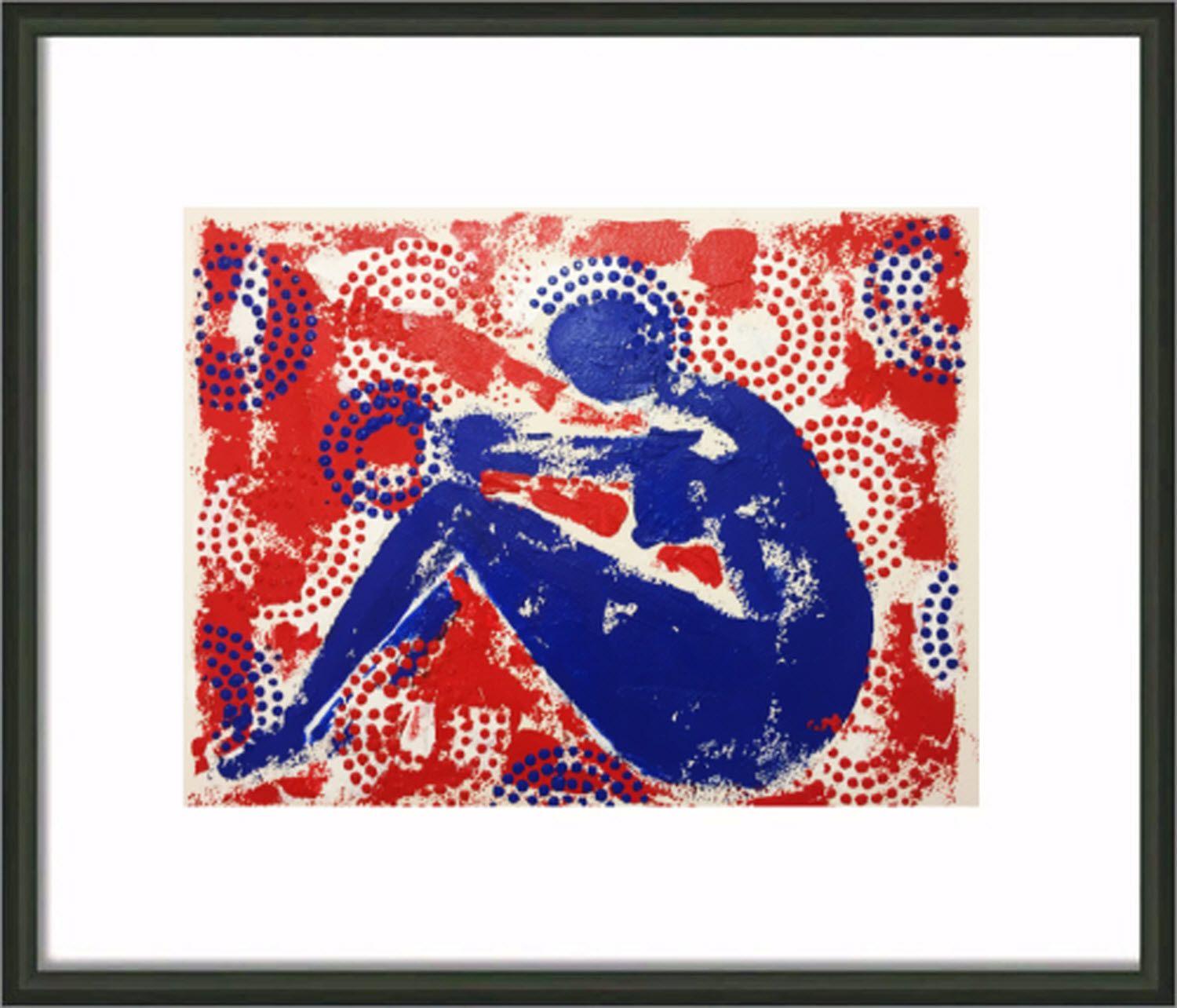 Pensador desnudo, Pintura, Acrílico sobre lienzo - Painting Abstracto de Cristina Stefan