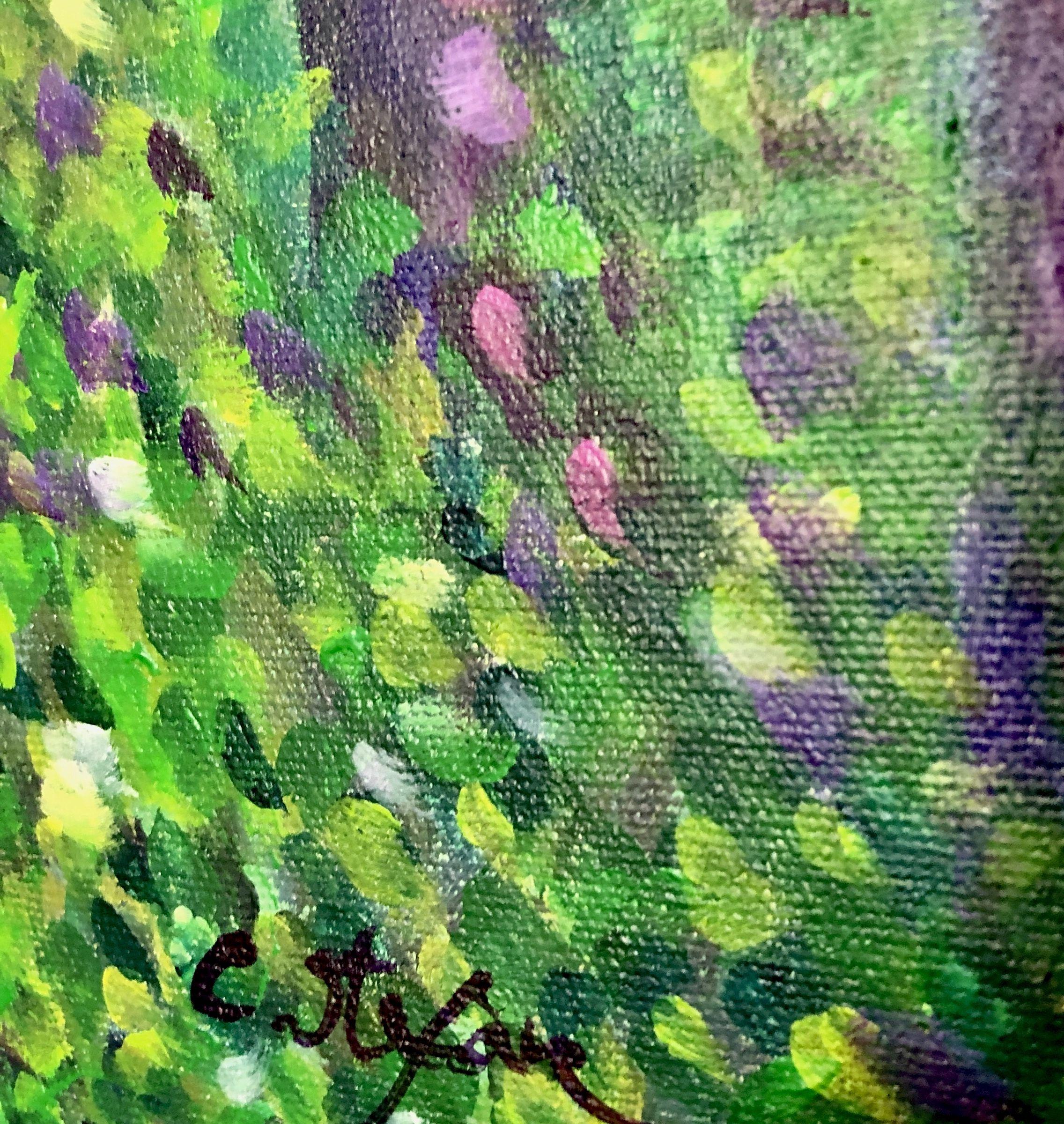 Path in the Green Forest, Painting, Acrylic on Canvas For Sale 1