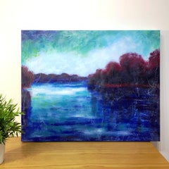 Reflection by the lake, Painting, Acrylic on Canvas