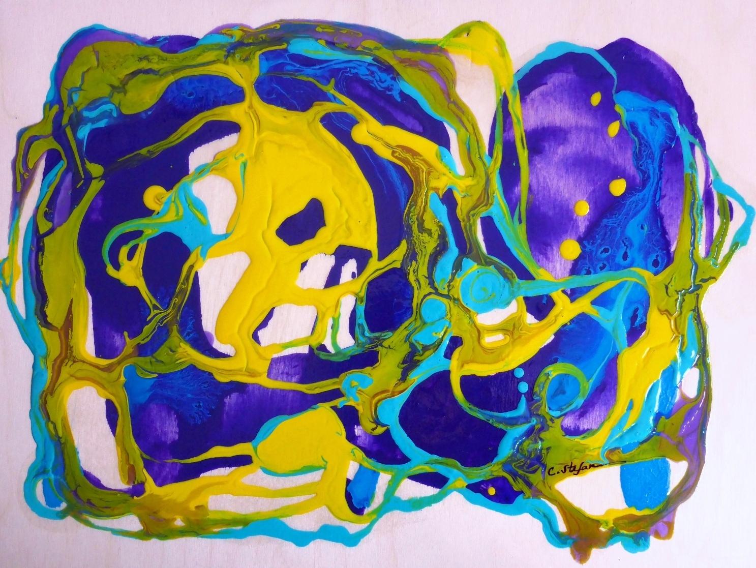 Safari, Pittura, Acrilico su pannello di Wood - Painting di Cristina Stefan