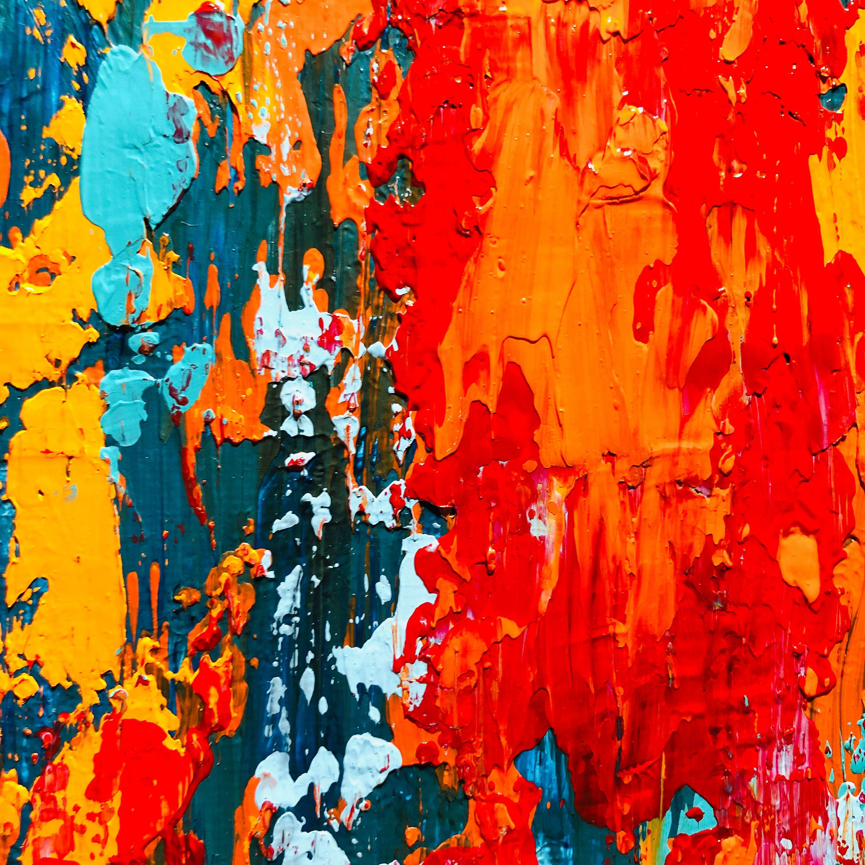 Seasonal contrasts - abstract painting This original painting is inspired from the rich colors of the Autumn. Contrasts between the Warm and the Cold colors. The painting Seasonal contrasts is realised by using a gestural technique inspired by