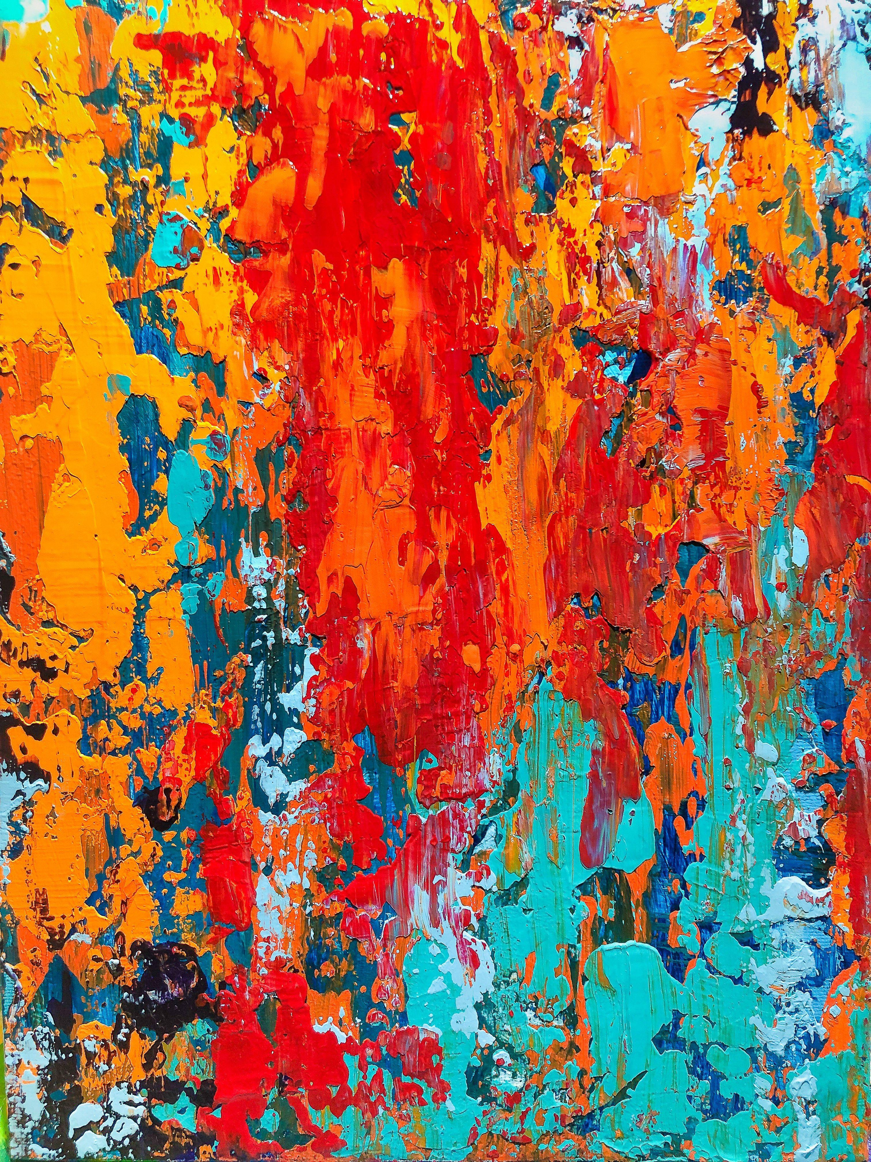 Abstract Painting di Cristina Stefan - Contrasti stagionali, Pittura, Acrilico su tela