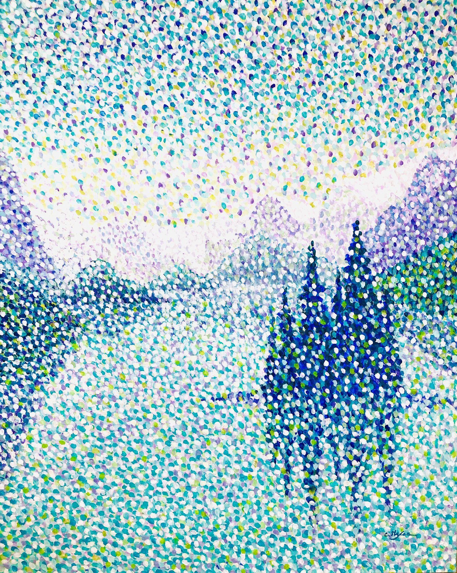 Cristina Stefan Landscape Painting - Spirit Island, Lake Maligne, Rocky Mountains, Painting, Acrylic on Canvas