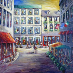 Street in Old Montreal - Cityscape, Painting, Acrylic on Canvas