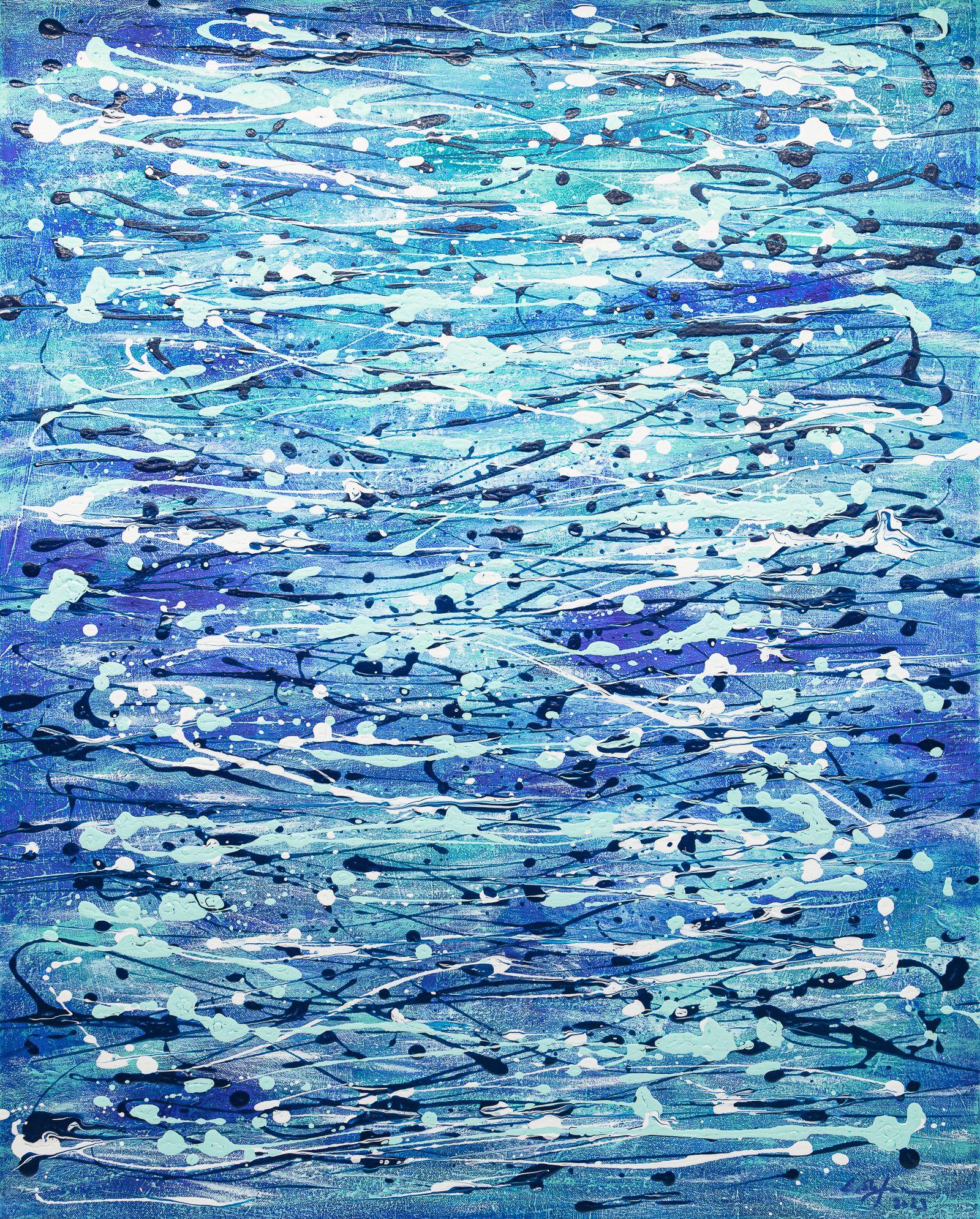 Cristina Stefan Abstract Painting - The Sea - Tribute to Jackson Pollock, Painting, Acrylic on Canvas