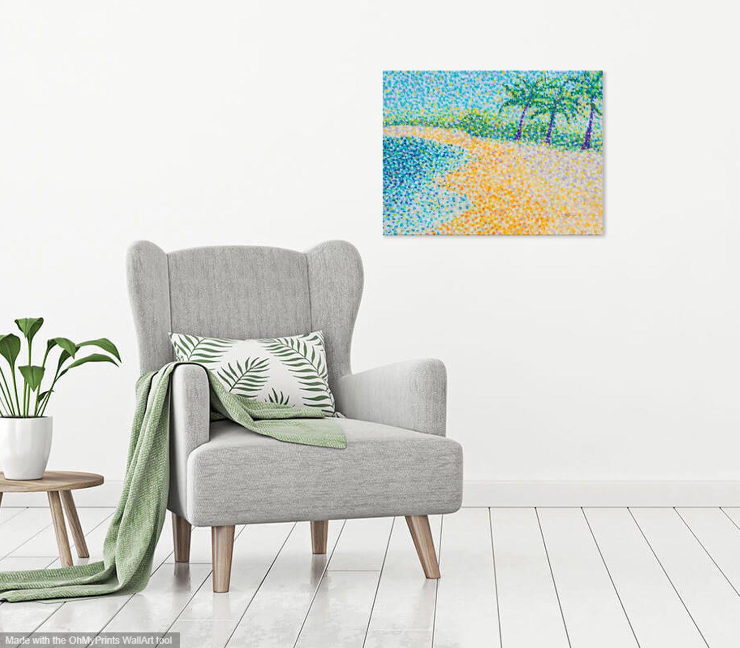 Tropical beach, Painting, Acrylic on Canvas 1