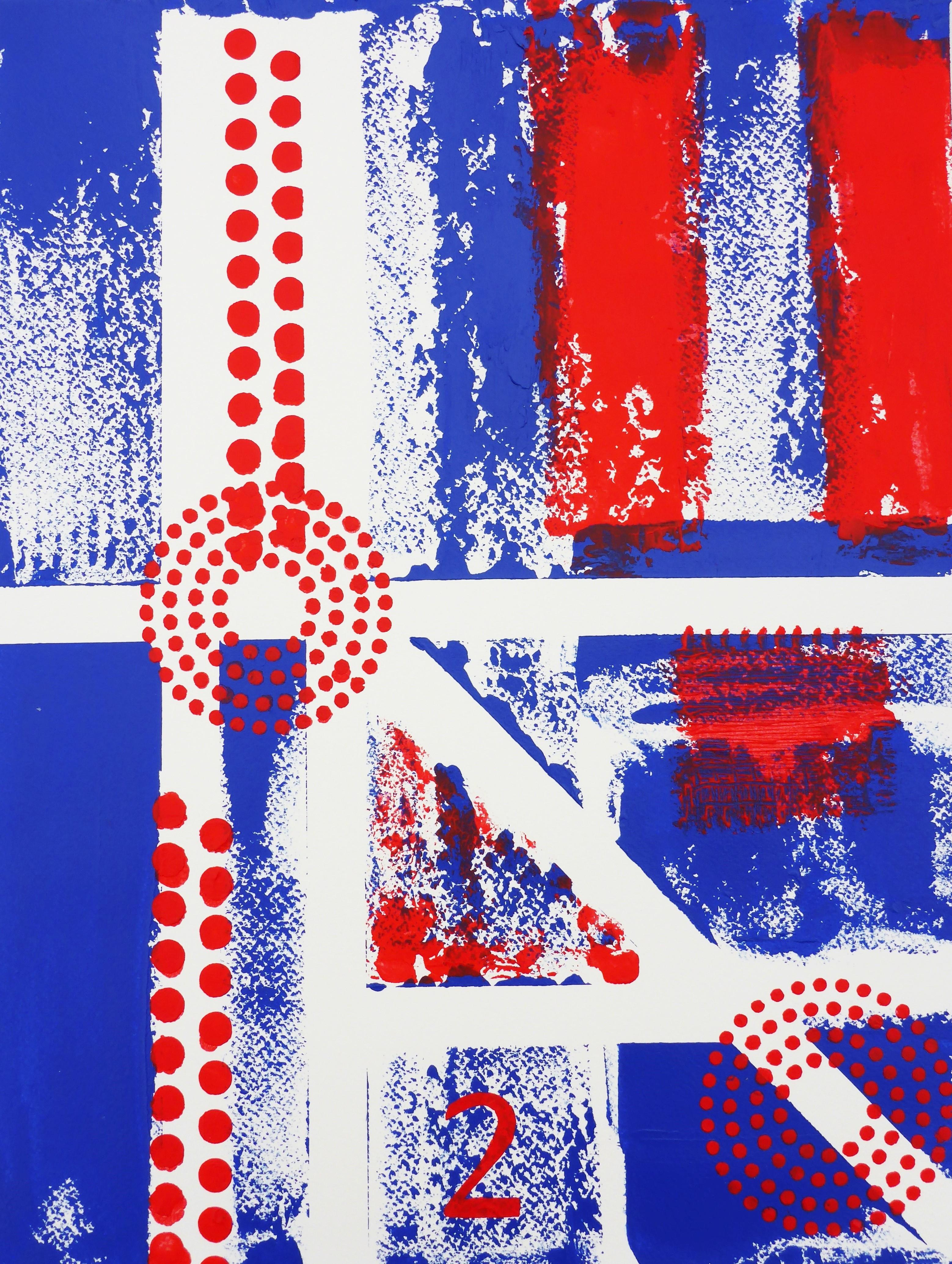 Abstract Painting di Cristina Stefan - Due - Blu astratto, Pittura, Acrilico su carta