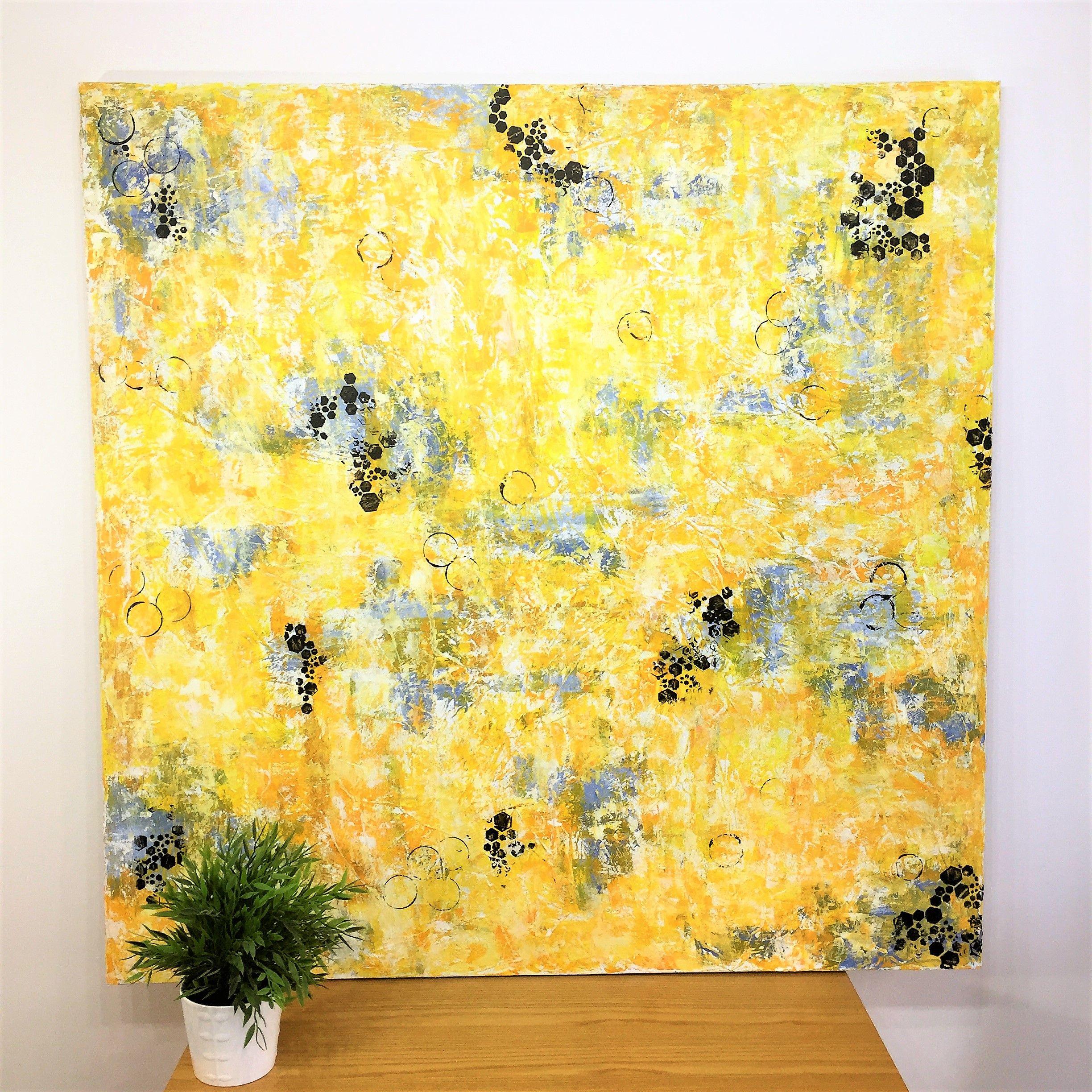 Luce calda - astratto, Pittura, Acrilico su tela - Abstract Painting Giallo di Cristina Stefan