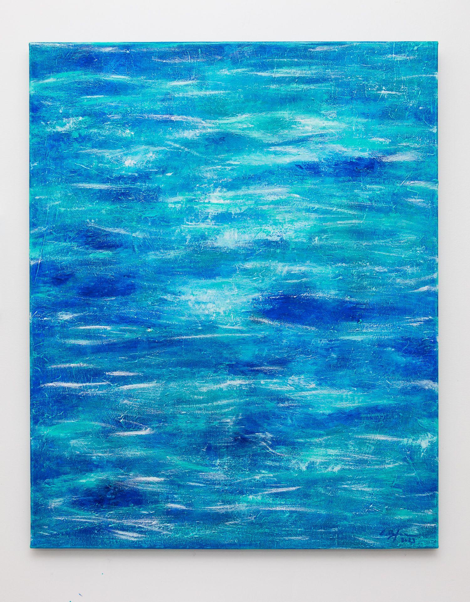 Acqua - Riflessi del Mar Mediterraneo, Pittura, Acrilico su tela - Painting di Cristina Stefan