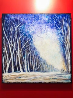 Winter landscape after a snowstorm, Painting, Acrylic on Canvas