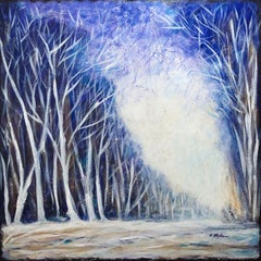 Winter landscape after a snowstorm, Painting, Acrylic on Canvas