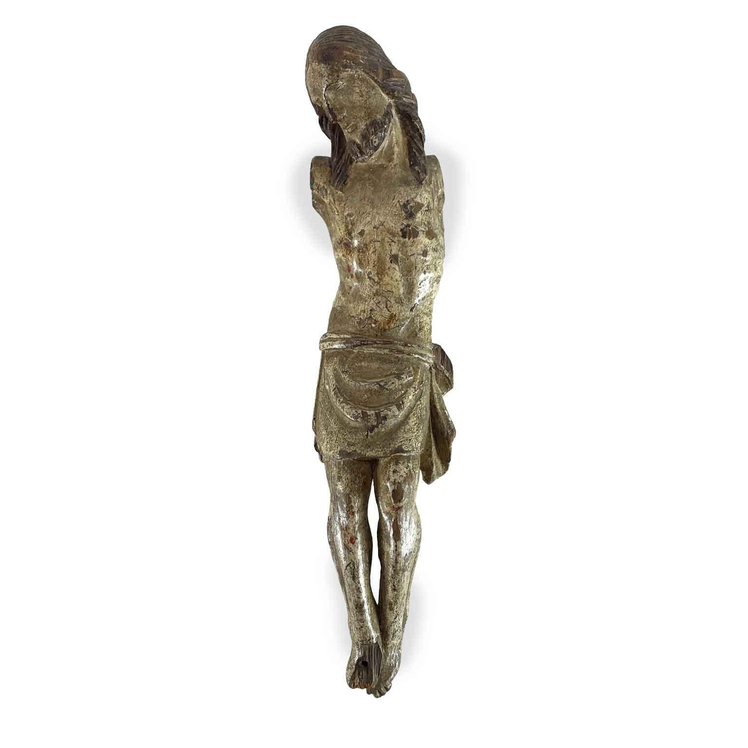 Pin Christ en croix Sculpture religieuse italienne sculptée et laquée 18e siècle en vente