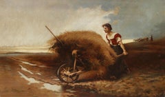 Campesina con carreta - Óleo sobre tela