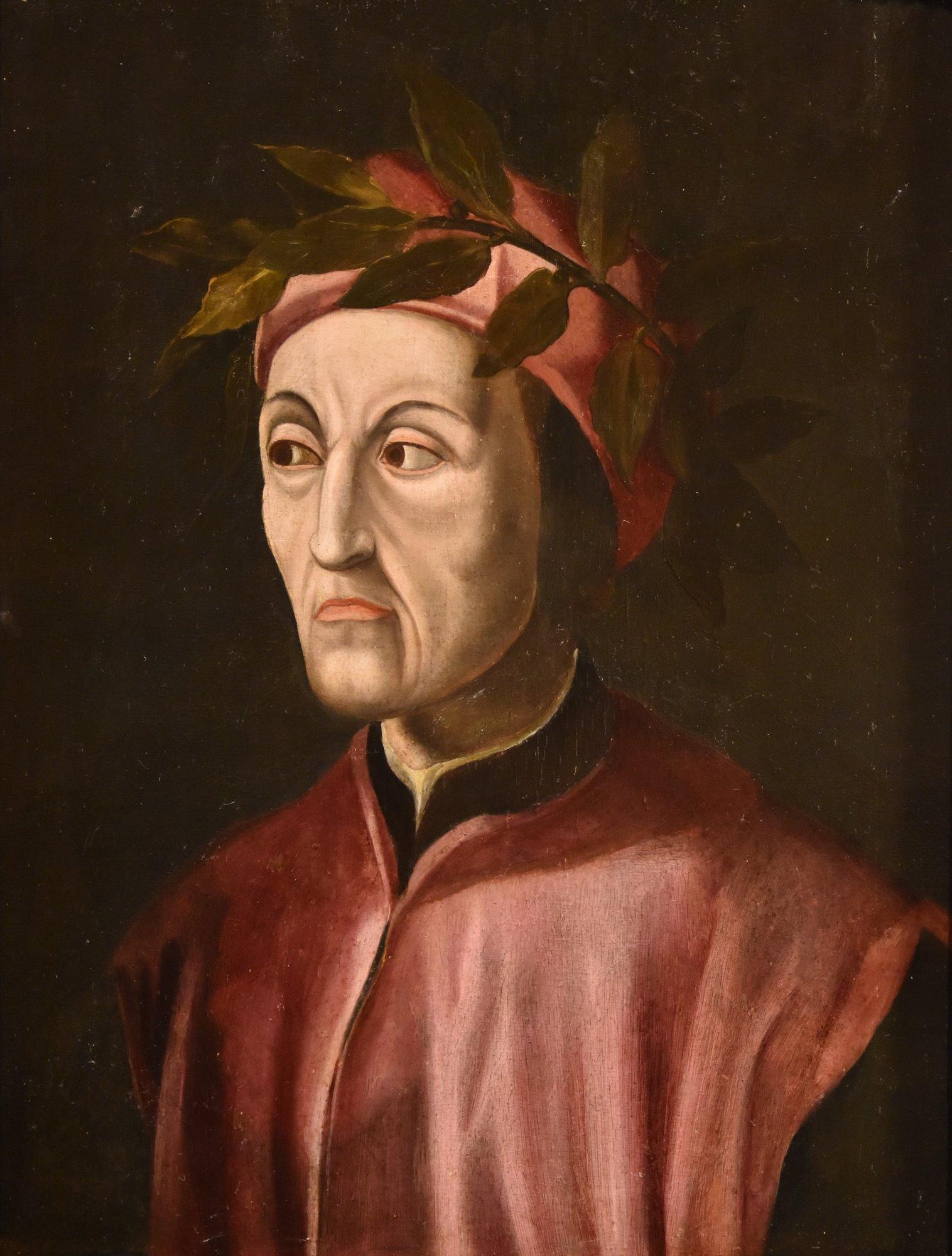 Portrait Dante Alighieri Cristofano Papi Dell'altissimo Paint 16/17th Century - Painting by Cristofano Di Papi Dell'altissimo (1525-1605)