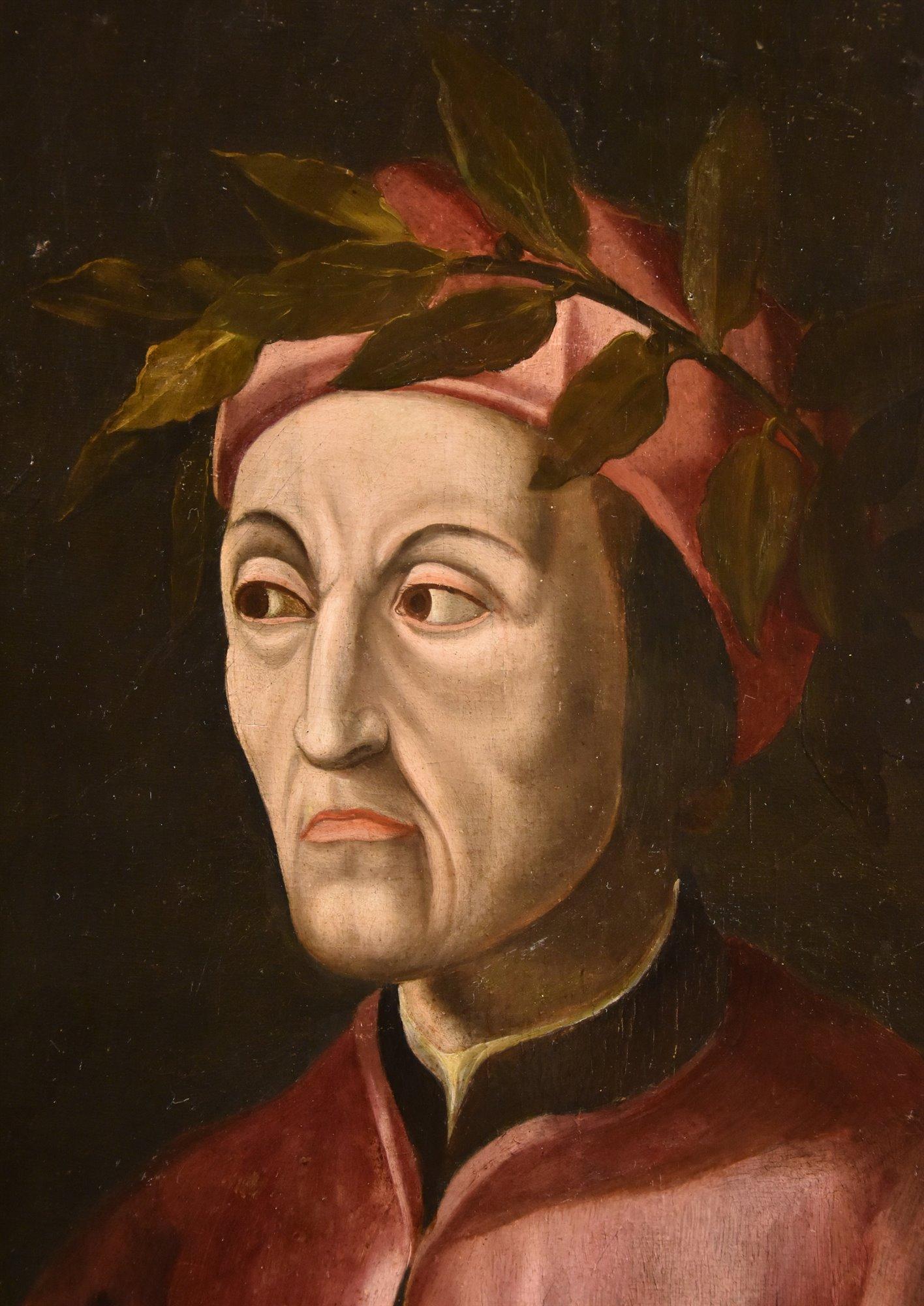 Portrait Dante Alighieri Cristofano Papi Dell'altissimo Paint 16/17th Century - Old Masters Painting by Cristofano Di Papi Dell'altissimo (1525-1605)