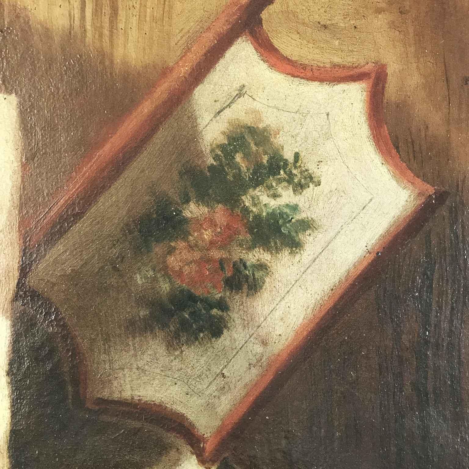 Pair of Nature Morte Trompe L'oeil Italian Baroque Early 18th Century For Sale 9